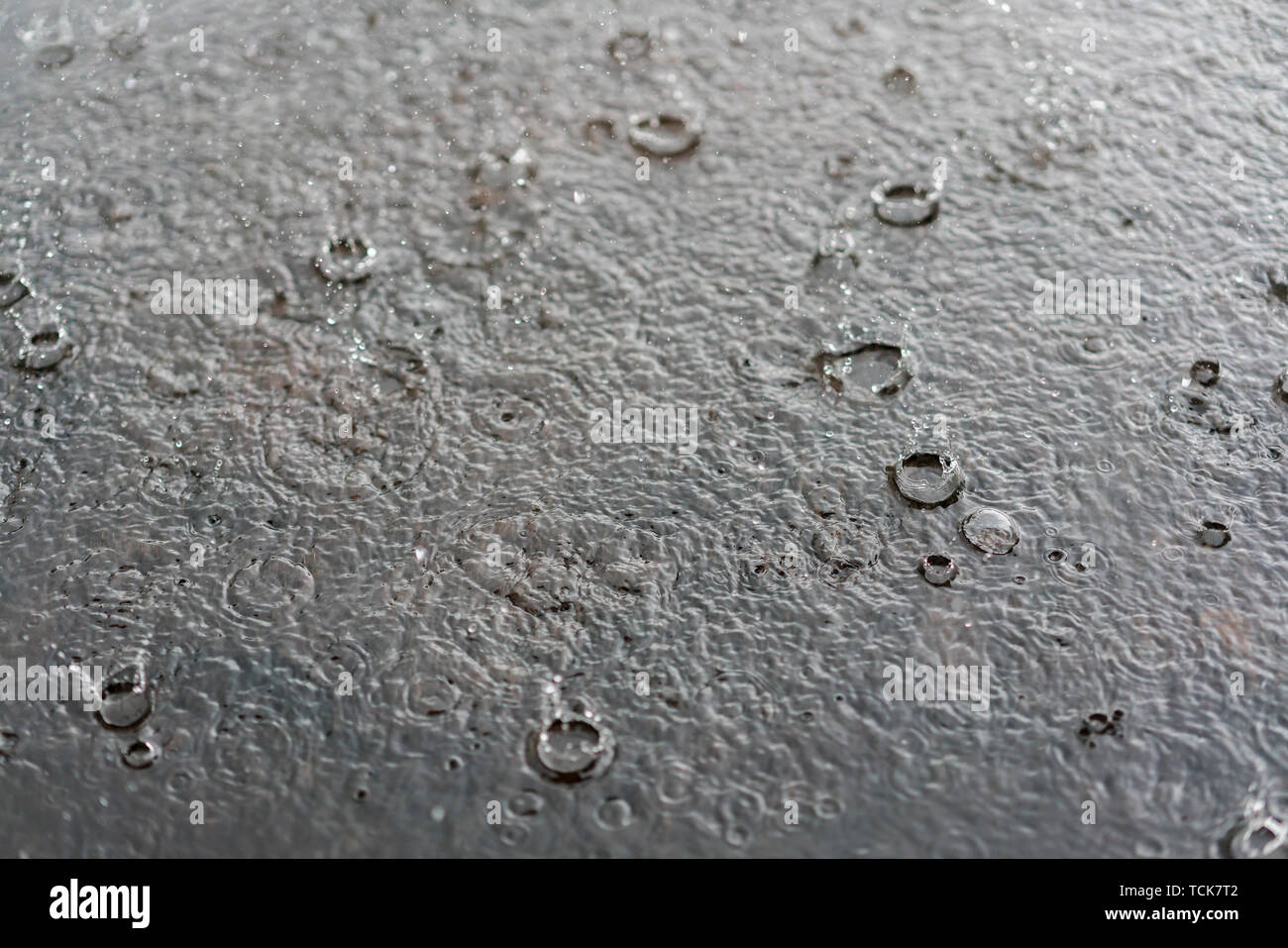 rain gray background. Drops on a puddle Stock Photo - Alamy