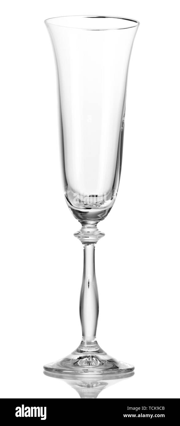 empty glass for champagne isolated on white Stock Photo