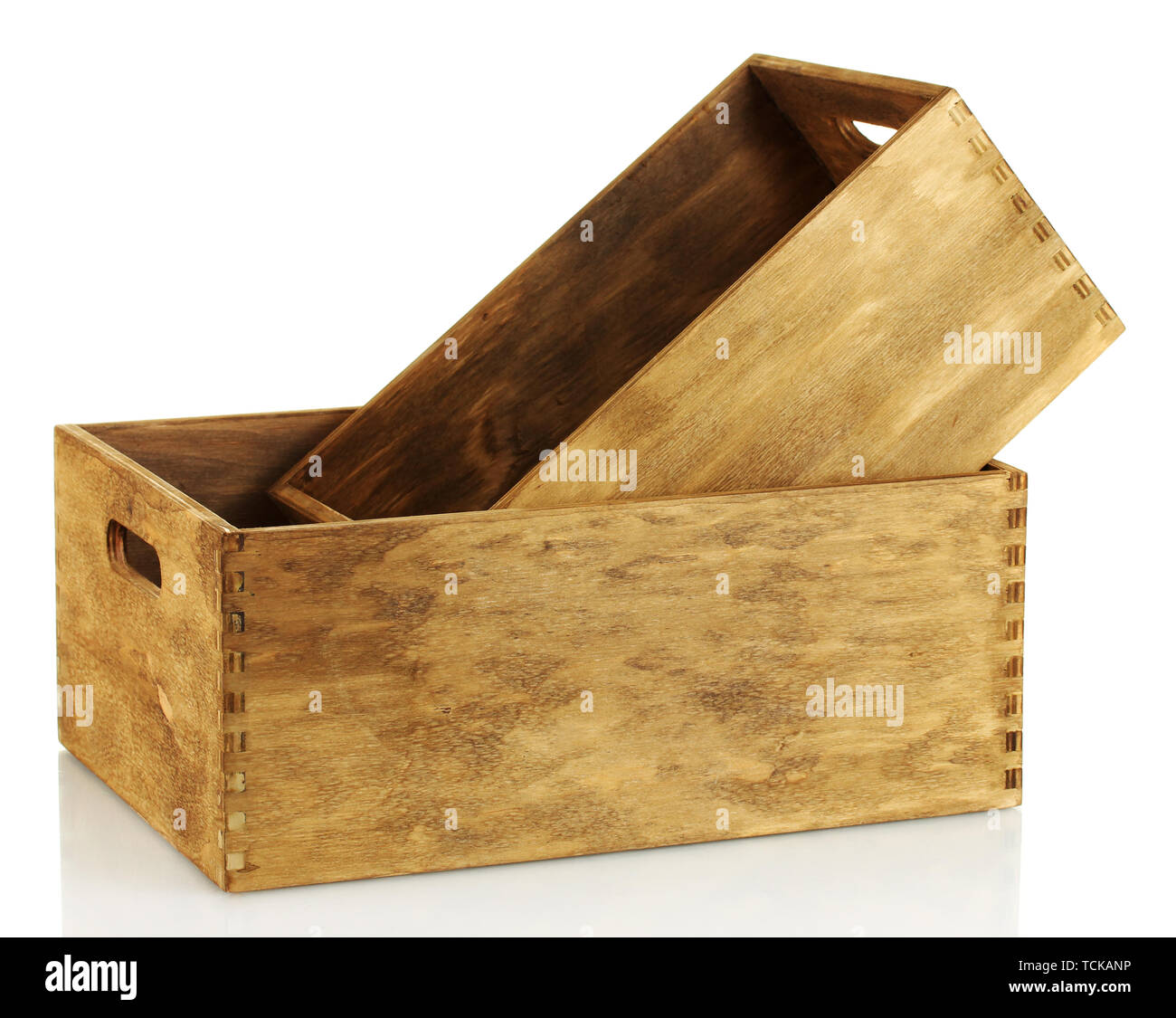 empty wooden crates isolated on white Stock Photo Alamy