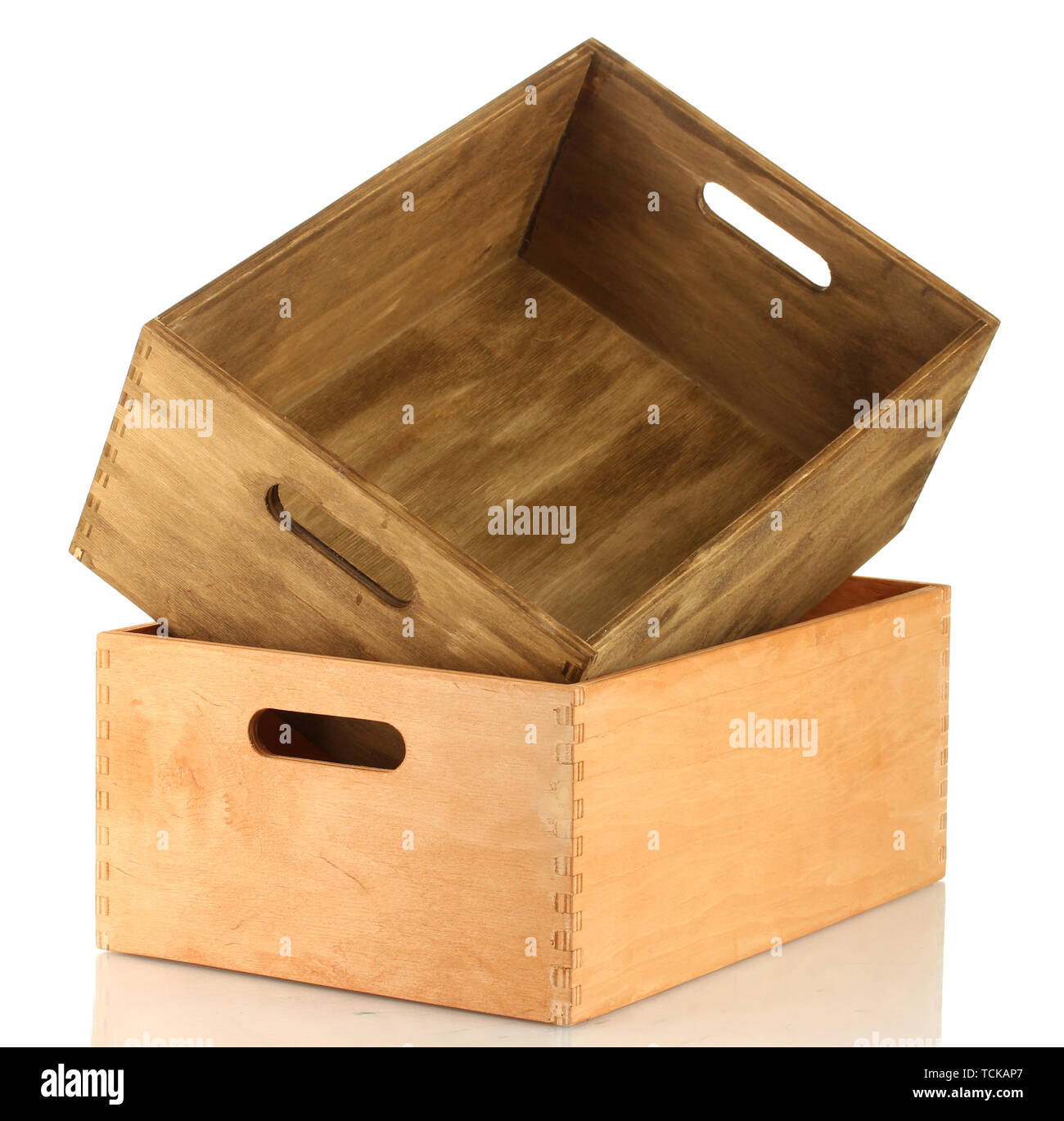 empty wooden crates isolated on white Stock Photo Alamy