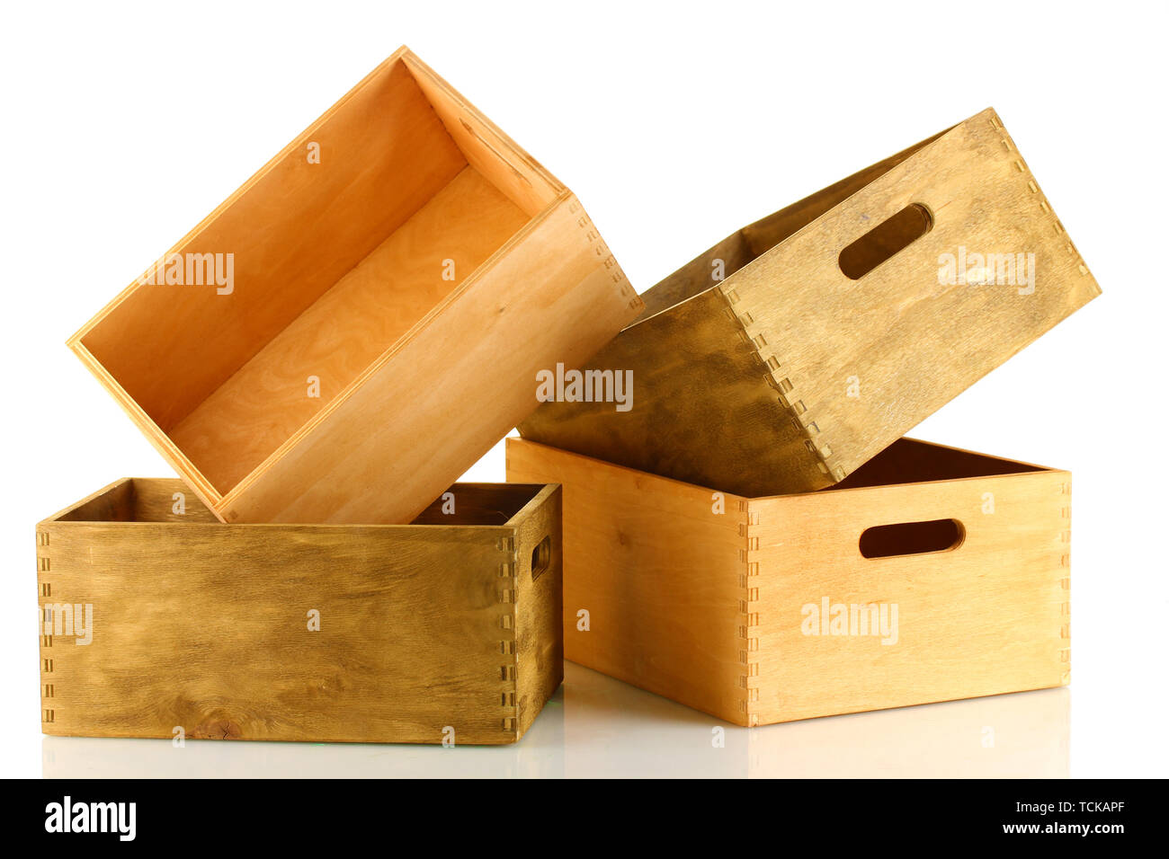 empty wooden crates isolated on white Stock Photo Alamy