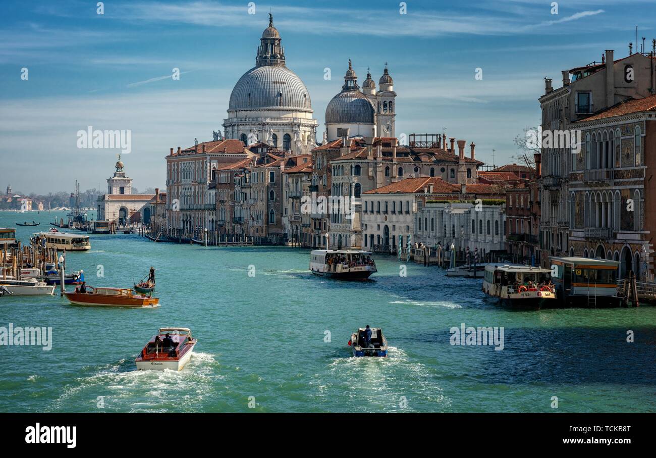 The Grand Canal with the Church of Santa Maria della Sute, Venice, Italy Stock Photo