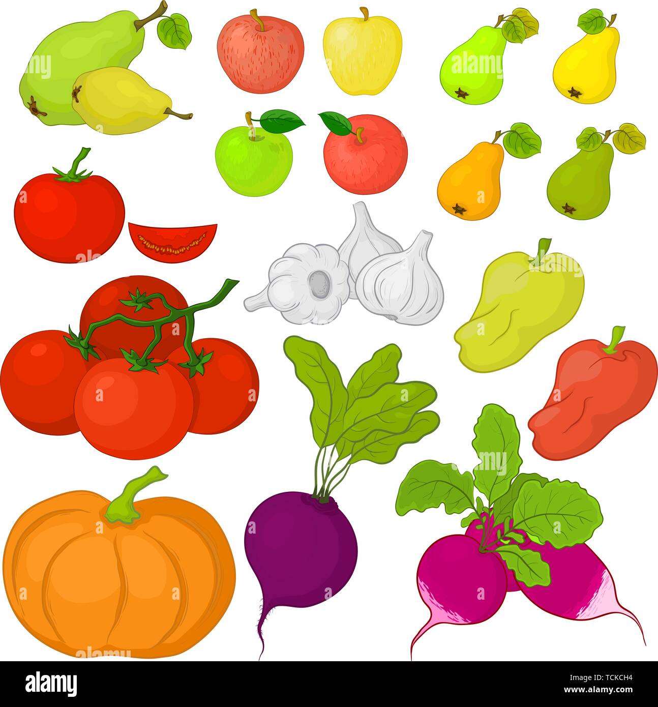 Cartoon Fruits and Vegetables,vector Stock Vector - Illustration