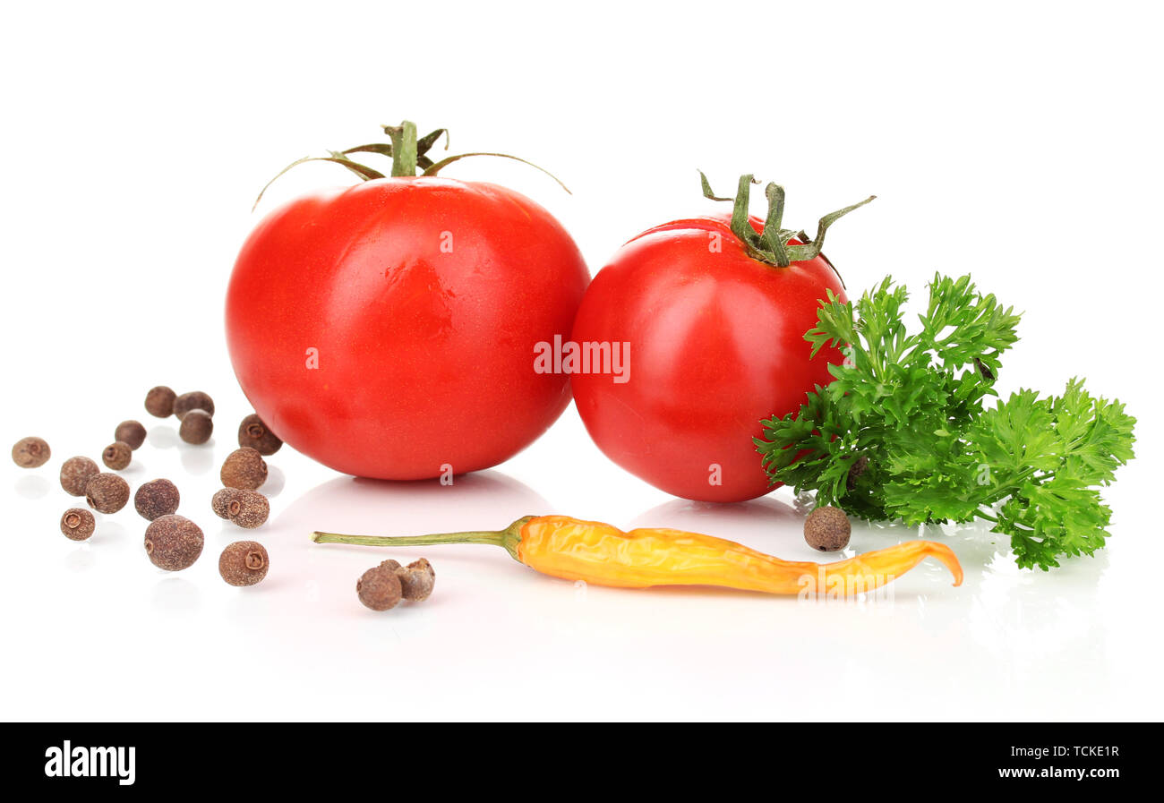 Ripe tomatoes isolated on white Stock Photo - Alamy