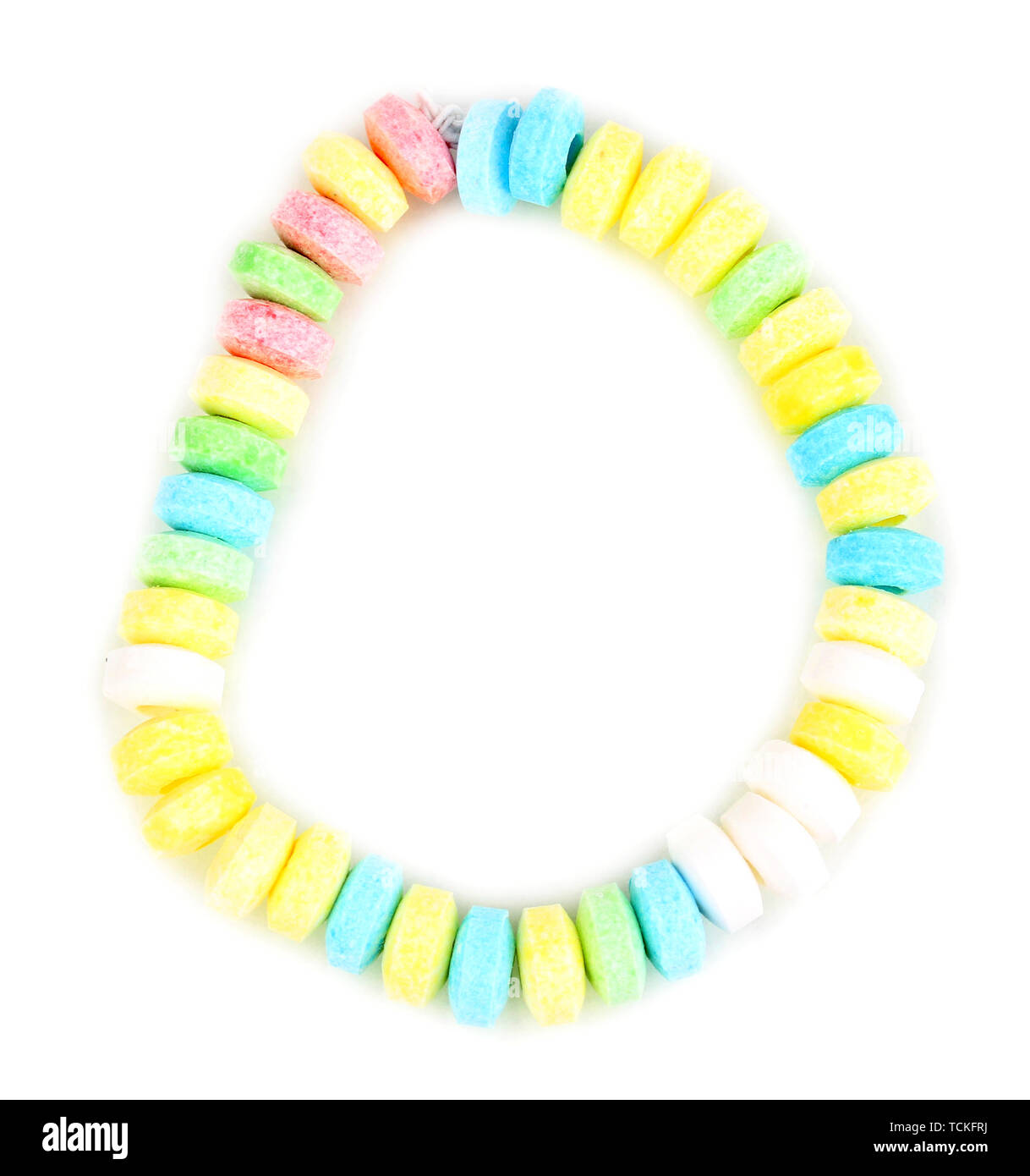 Color candies on rope isolated on white Stock Photo - Alamy