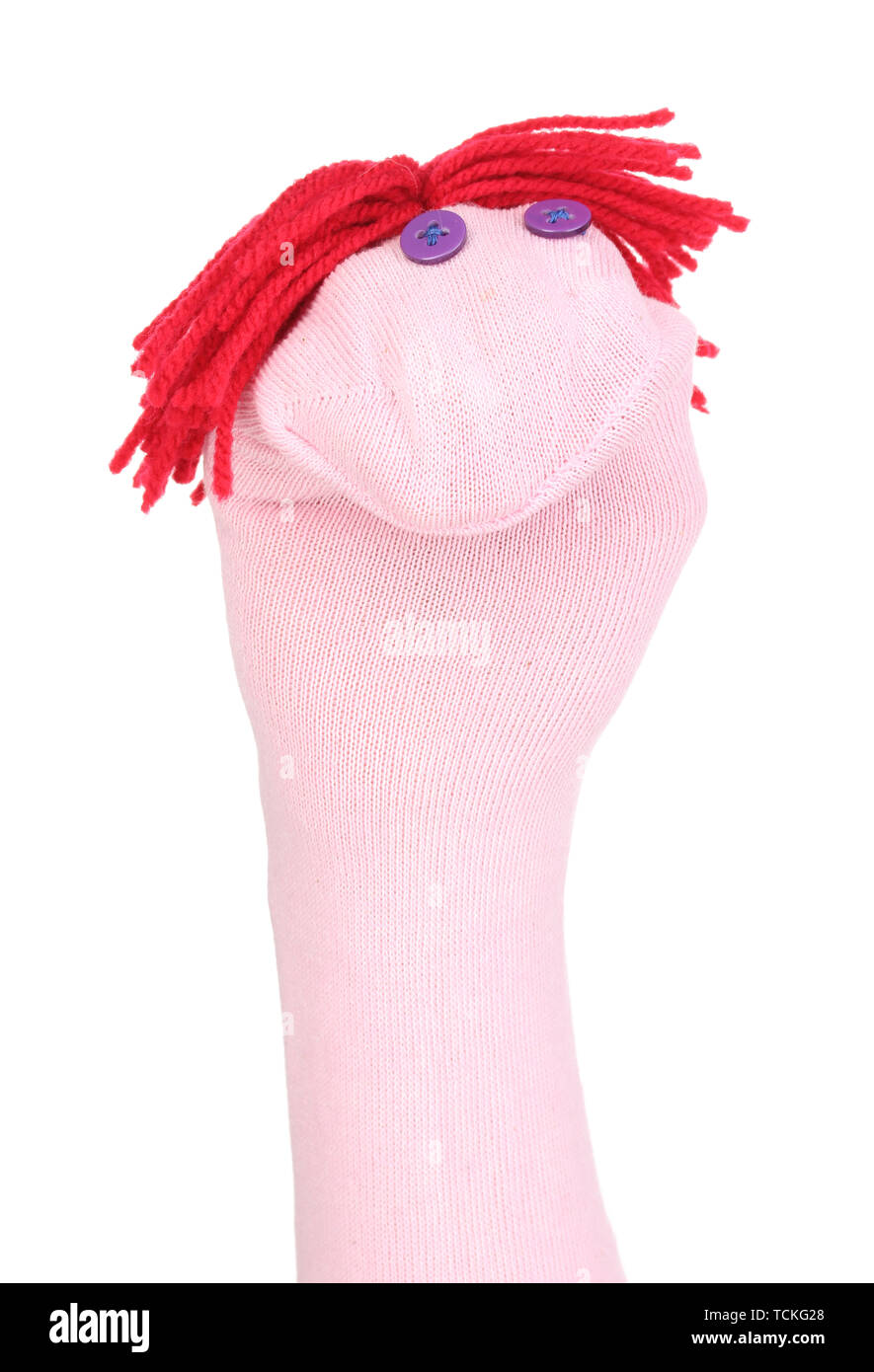 Cute sock puppet isolated on white Stock Photo - Alamy
