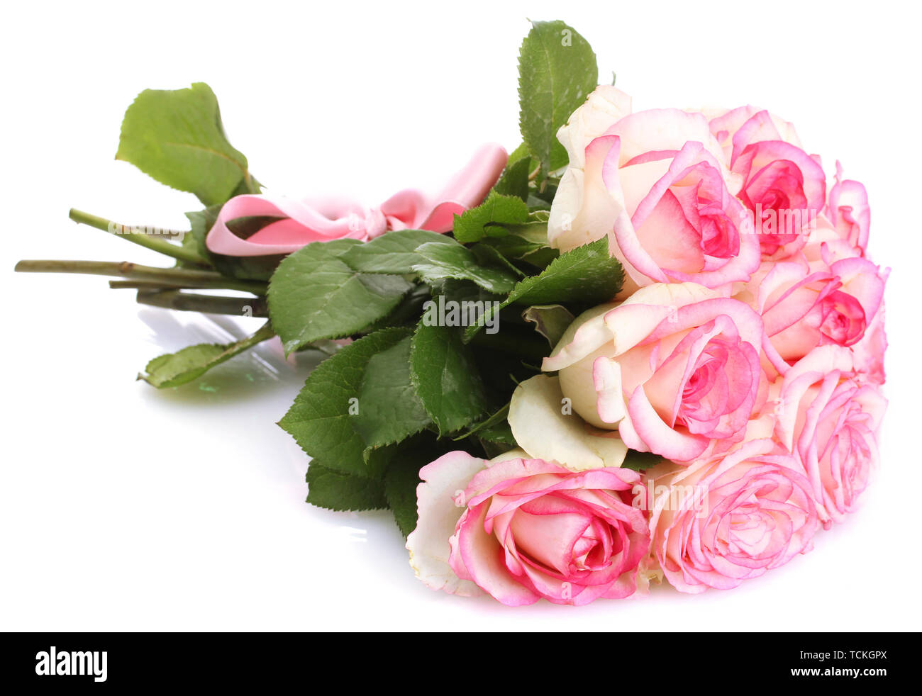 beautiful bouquet of pink roses isolated on white Stock Photo - Alamy