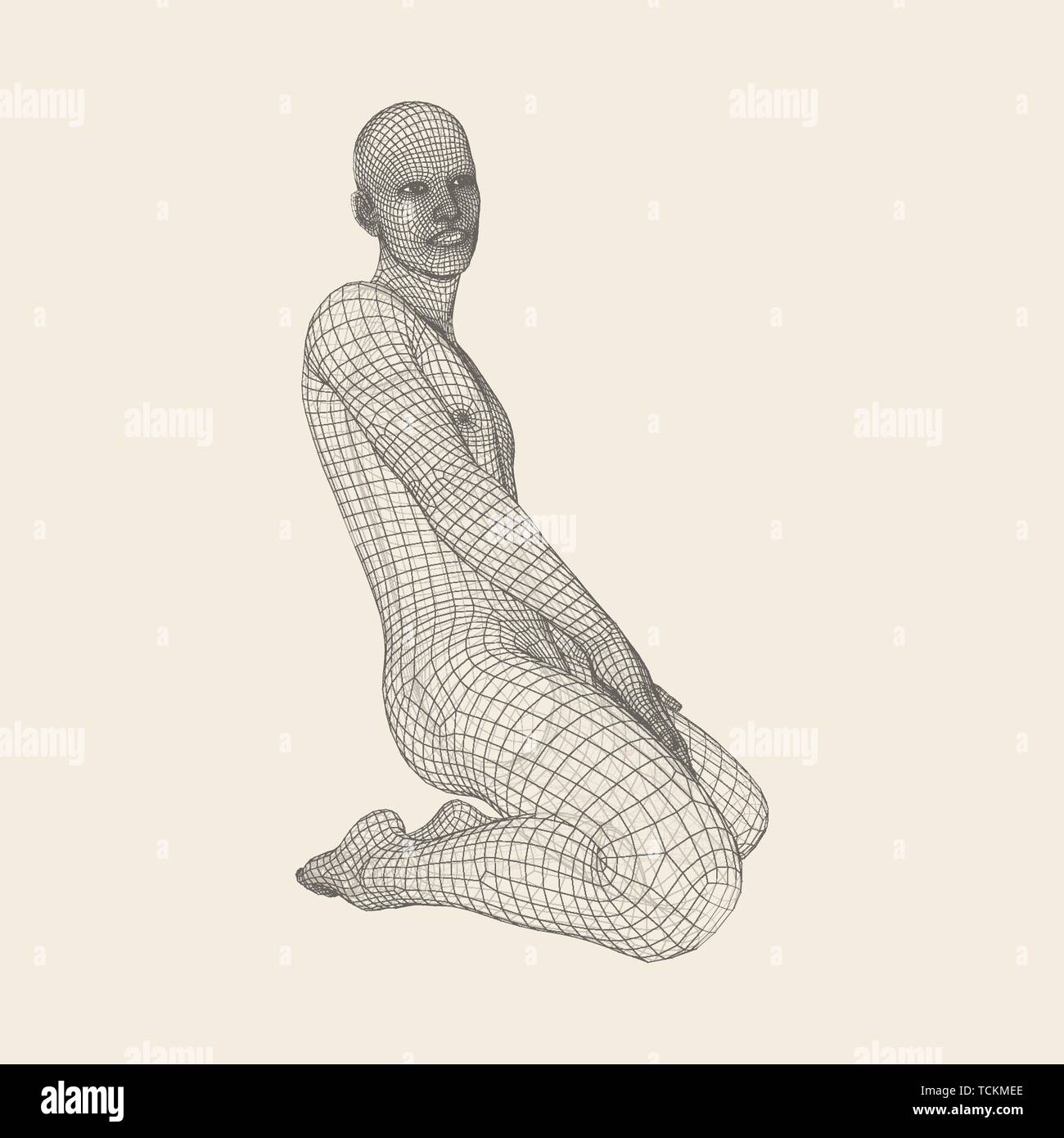 3d Model Of Man Polygonal Design Vector Illustration Human Body Wire Model Stock Vector Image Art Alamy