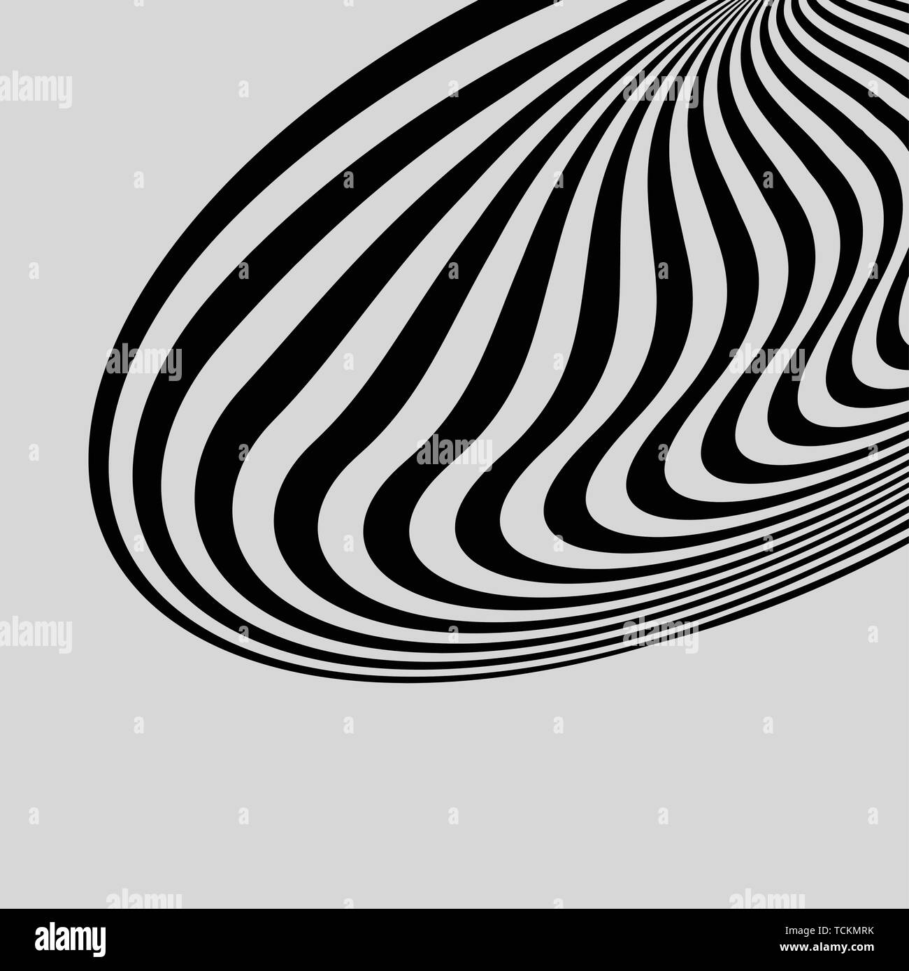 Black and White Abstract Striped Background. Optical Art. 3d Vector