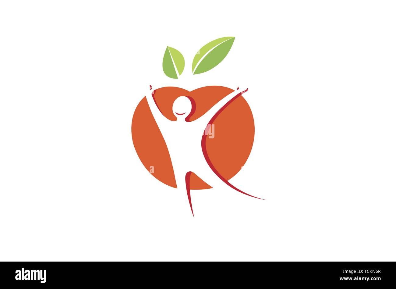 Creative Red Apple Healthy Spiritual Body Logo Design Illustration Stock Vector