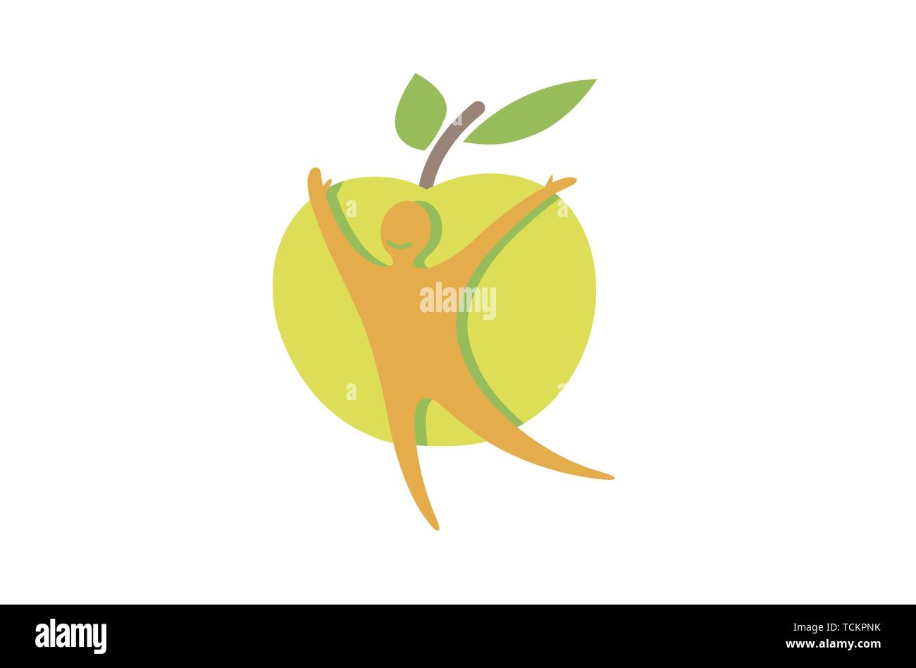 Creative Green Apple Healthy Body Logo Design Illustration Stock Vector
