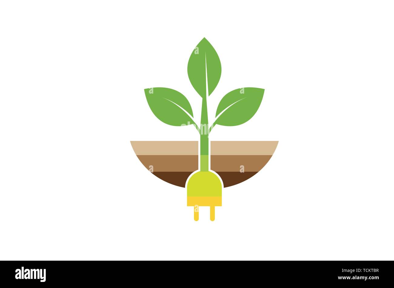 Creative Plug Planet Leaf Dirt Logo Symbol Design Illustration Stock Vector