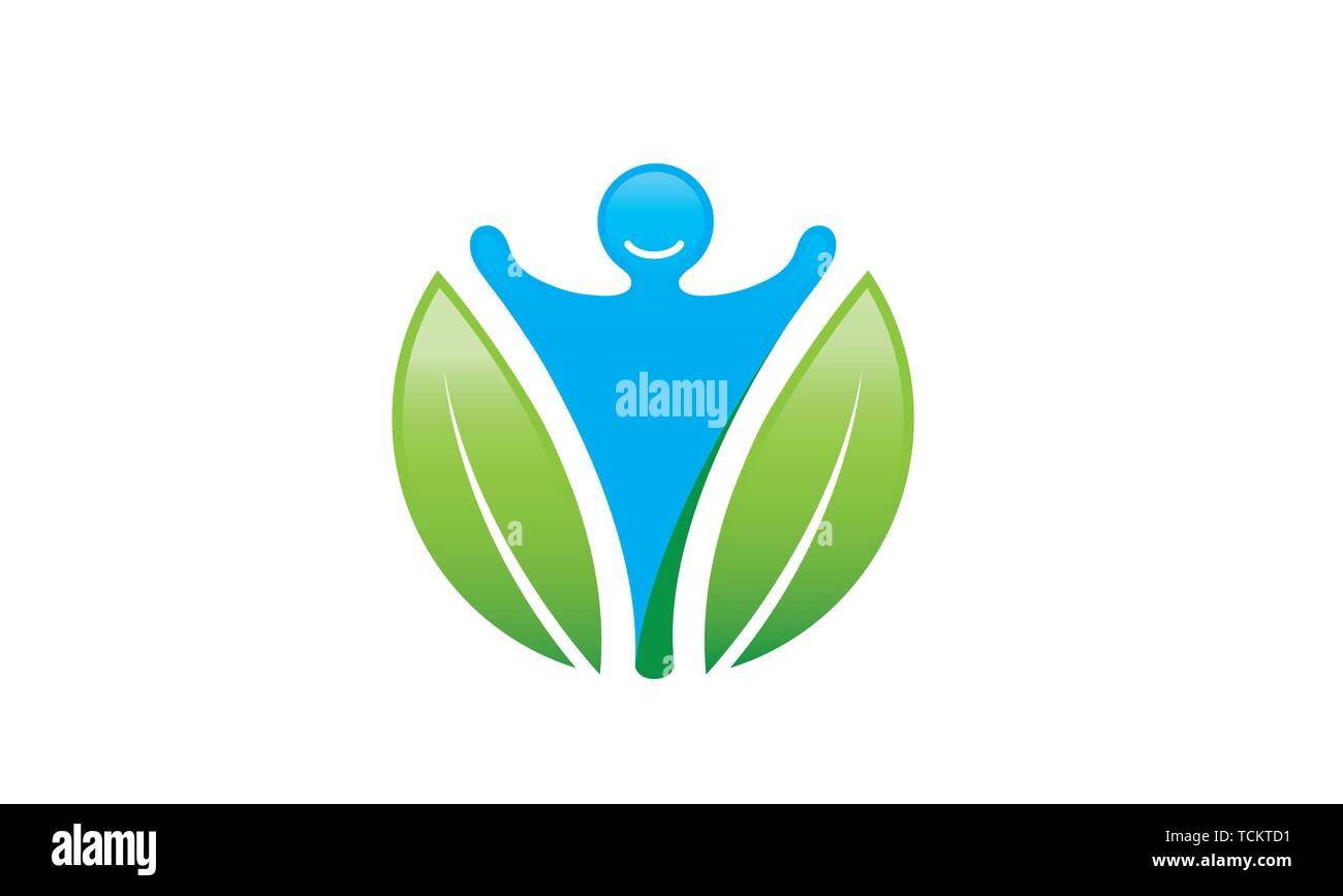 Creative Body Leaves Circle Logo Design Stock Vector