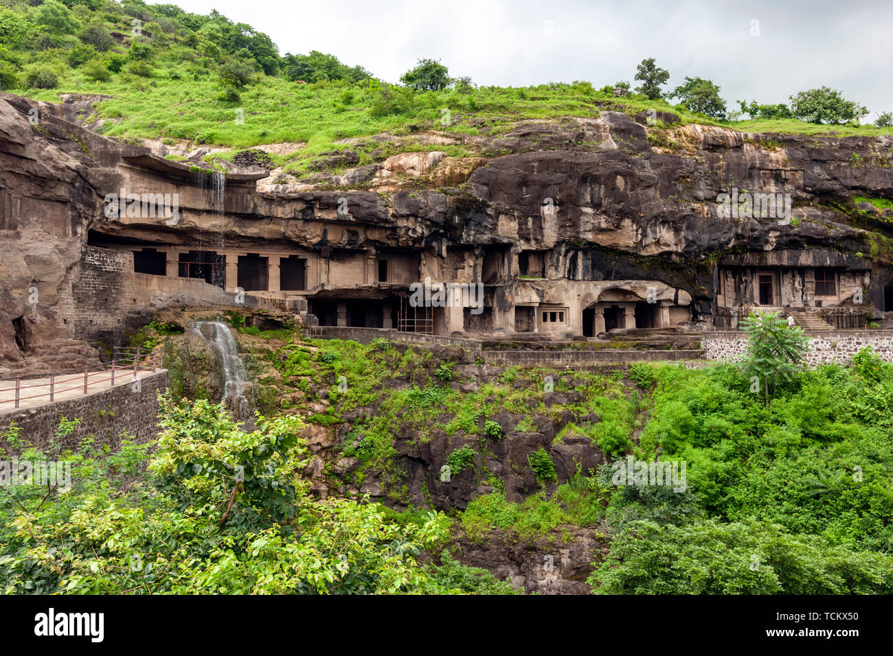 Ellora Caves,  rock-cut monastery-temple cave, Aurangabad district of Maharashtra, India. Stock Photo