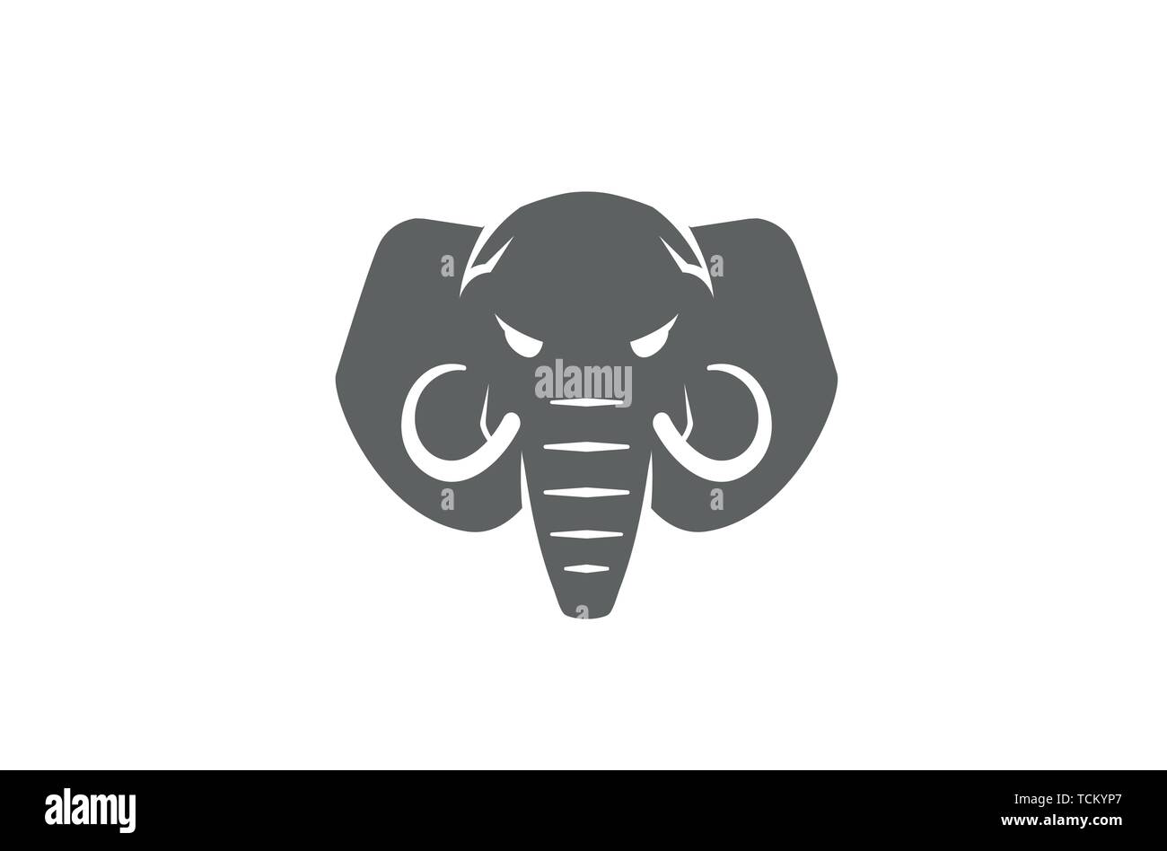 Creative Angry Elephant Head Mammoth Logo Design Illustration Stock Vector