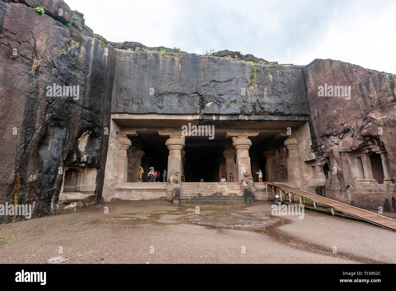 Cave 34, Ellora Caves,  rock-cut monastery-temple cave, Aurangabad district of Maharashtra, India. Stock Photo