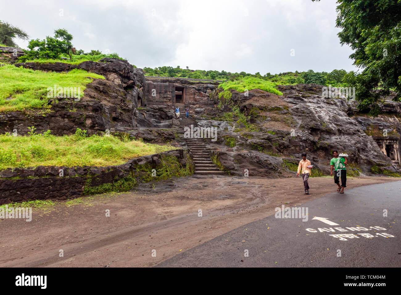 Ellora Caves,  rock-cut monastery-temple cave, Aurangabad district of Maharashtra, India. Stock Photo