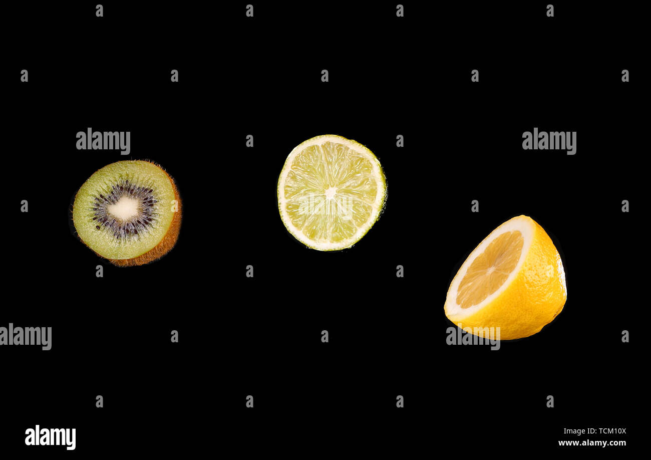 Citrus fruits on black background Stock Photo Alamy
