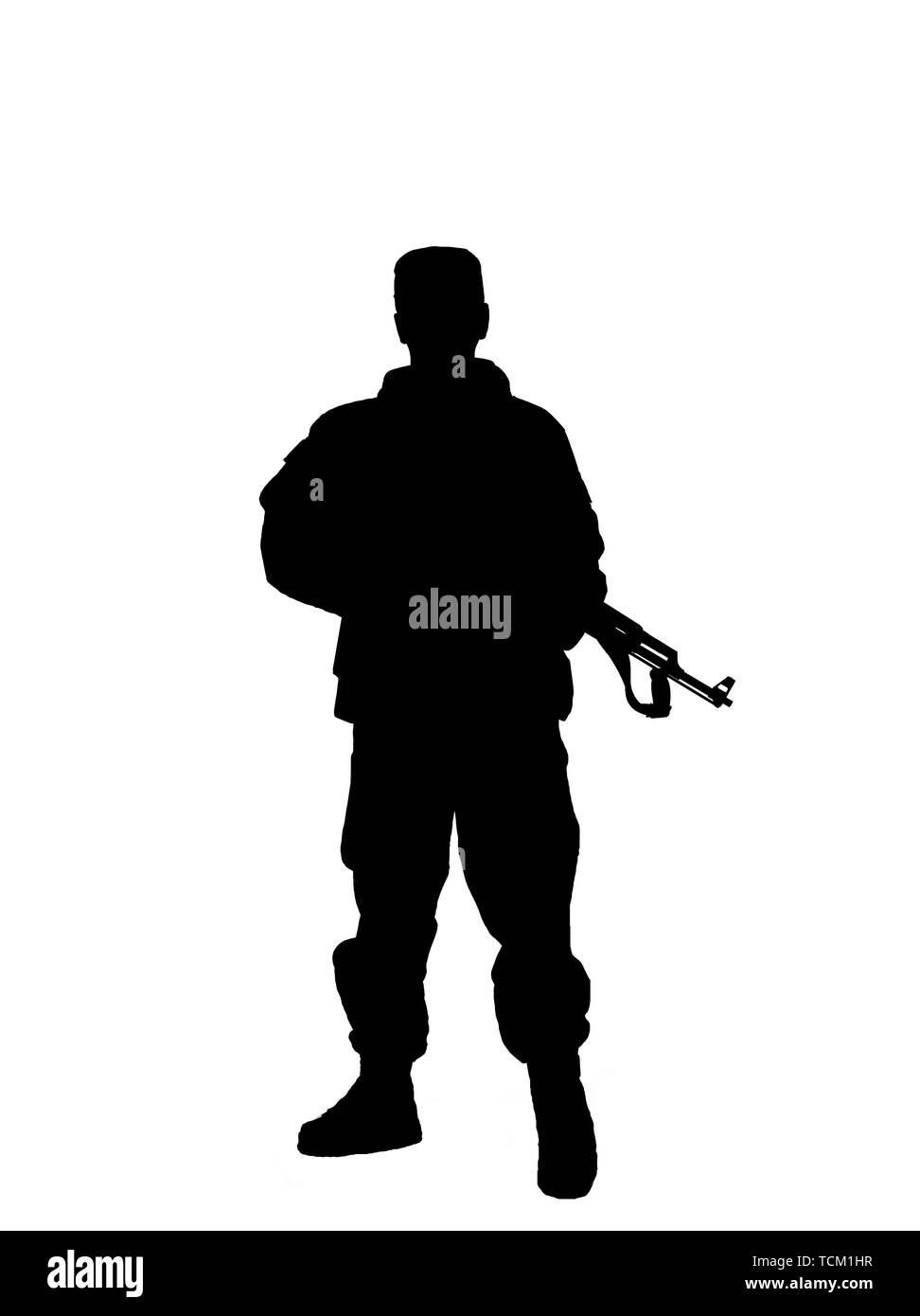 Soldier silhouette Black and White Stock Photos & Images - Alamy