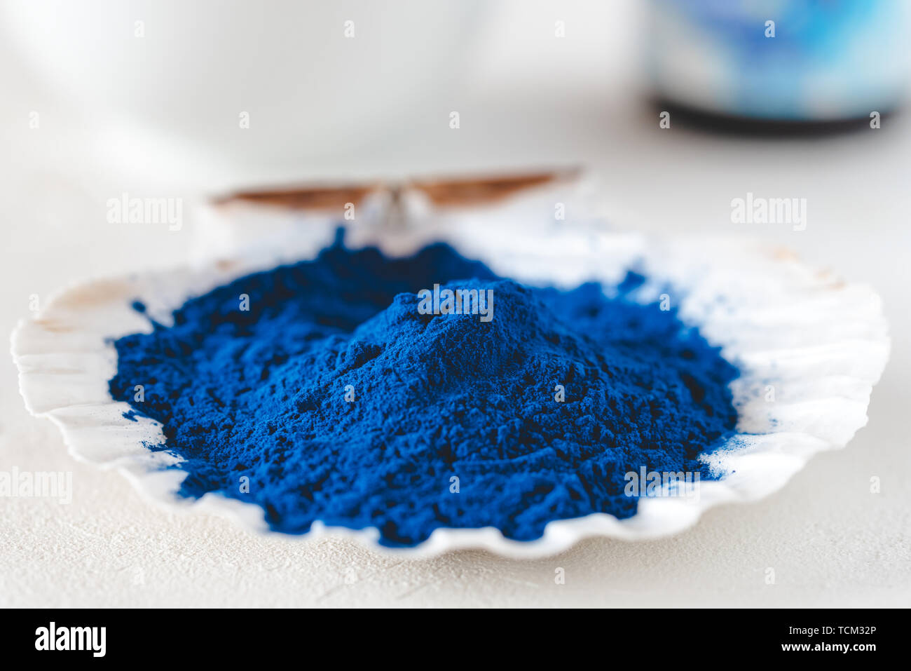 Blue Spirulina algae powder, healthy dietary supplement Stock Photo Alamy