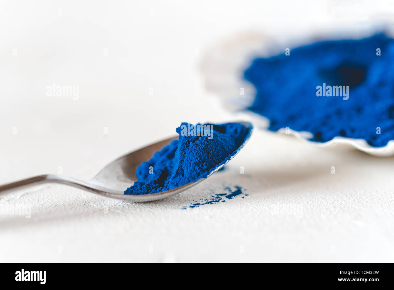 Blue Spirulina algae powder, healthy dietary supplement Stock Photo Alamy