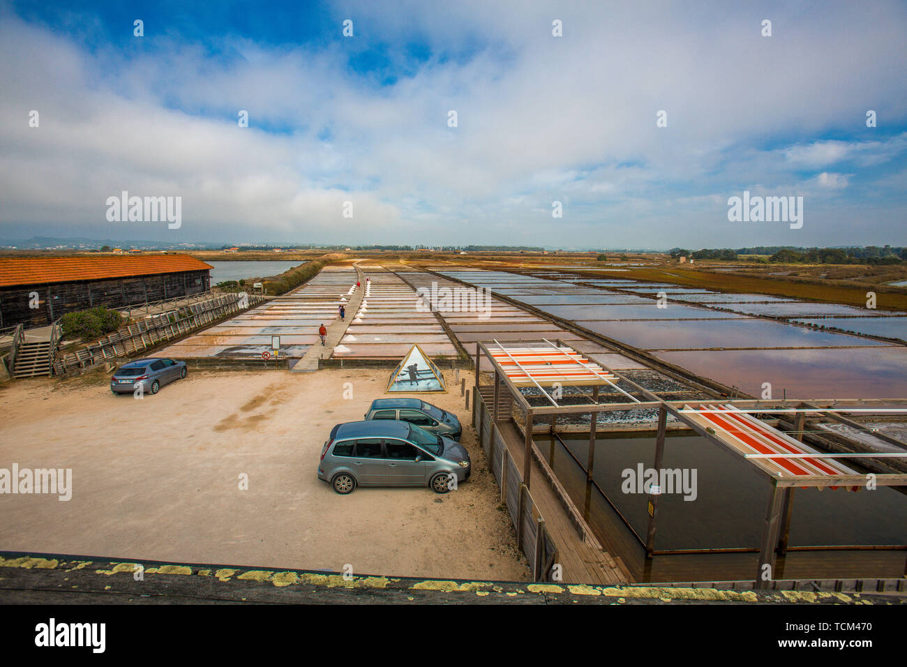 Salt beds where salt production through solar evaporation of sea water Figuera da Foz Portugal Stock Photo