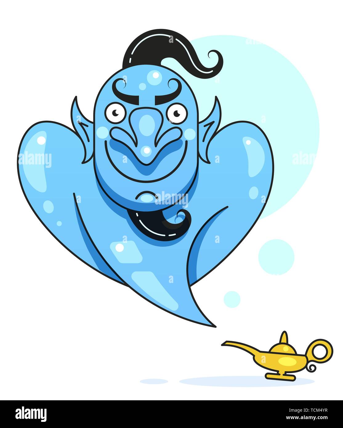 Lamp Aladdin With Gin, The Magic Lamp Of Aladdin. Ready For Your Design, Greeting Card, Banner