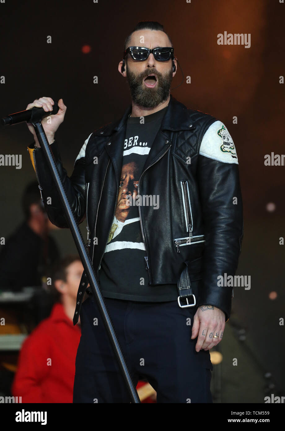 Adam Levine of Maroon 5 on stage during Capital's Summertime ...