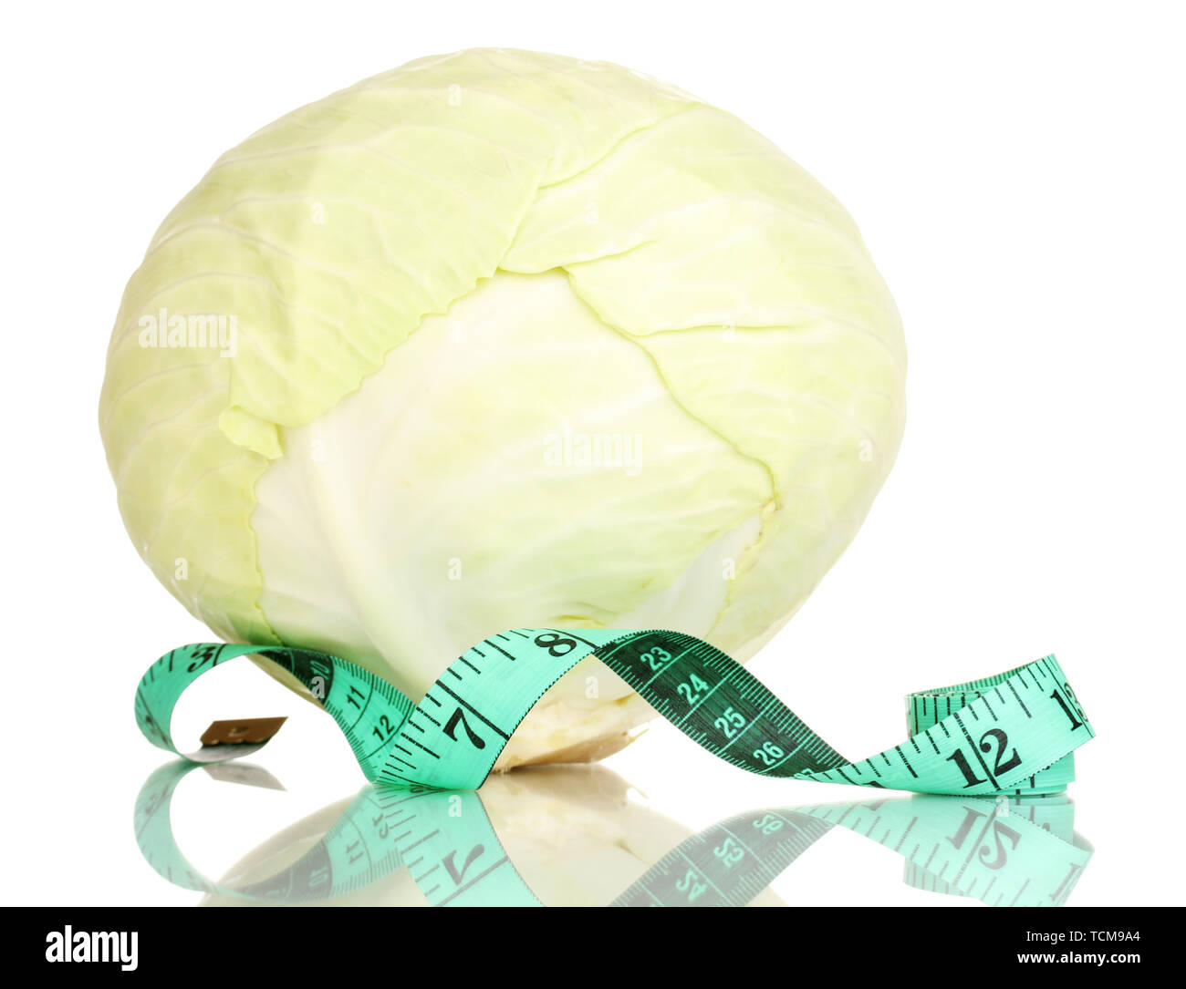 cabbage with measuring tape isolated on white Stock Photo - Alamy