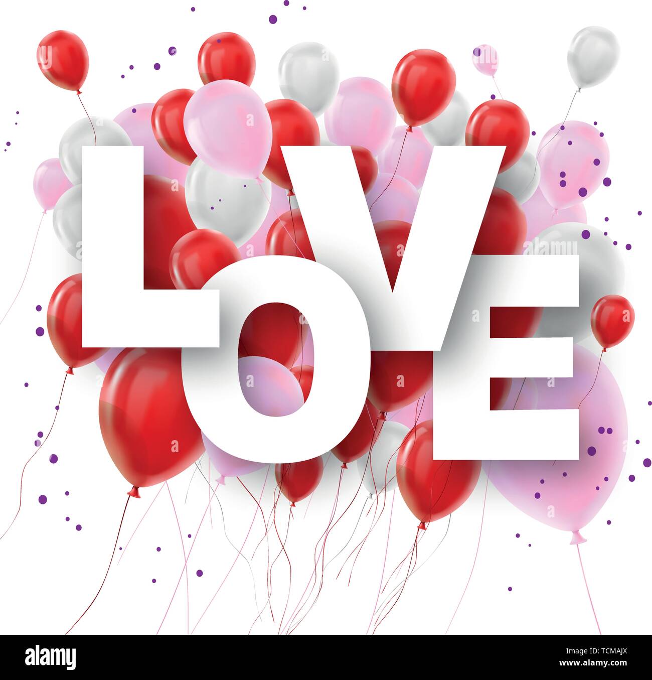 ballons rising up love letters vector love is in the air Stock Vector