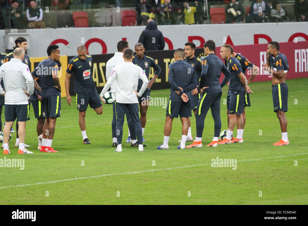 Brazil. 08th June, 2019. The Brazilian Soccer team during their training at Beira Rio stadium in Porto Alegre. The team plays friendly match against Honduras. Credit: Niyi Fote/Pacific Press/Alamy Live News Stock Photo
