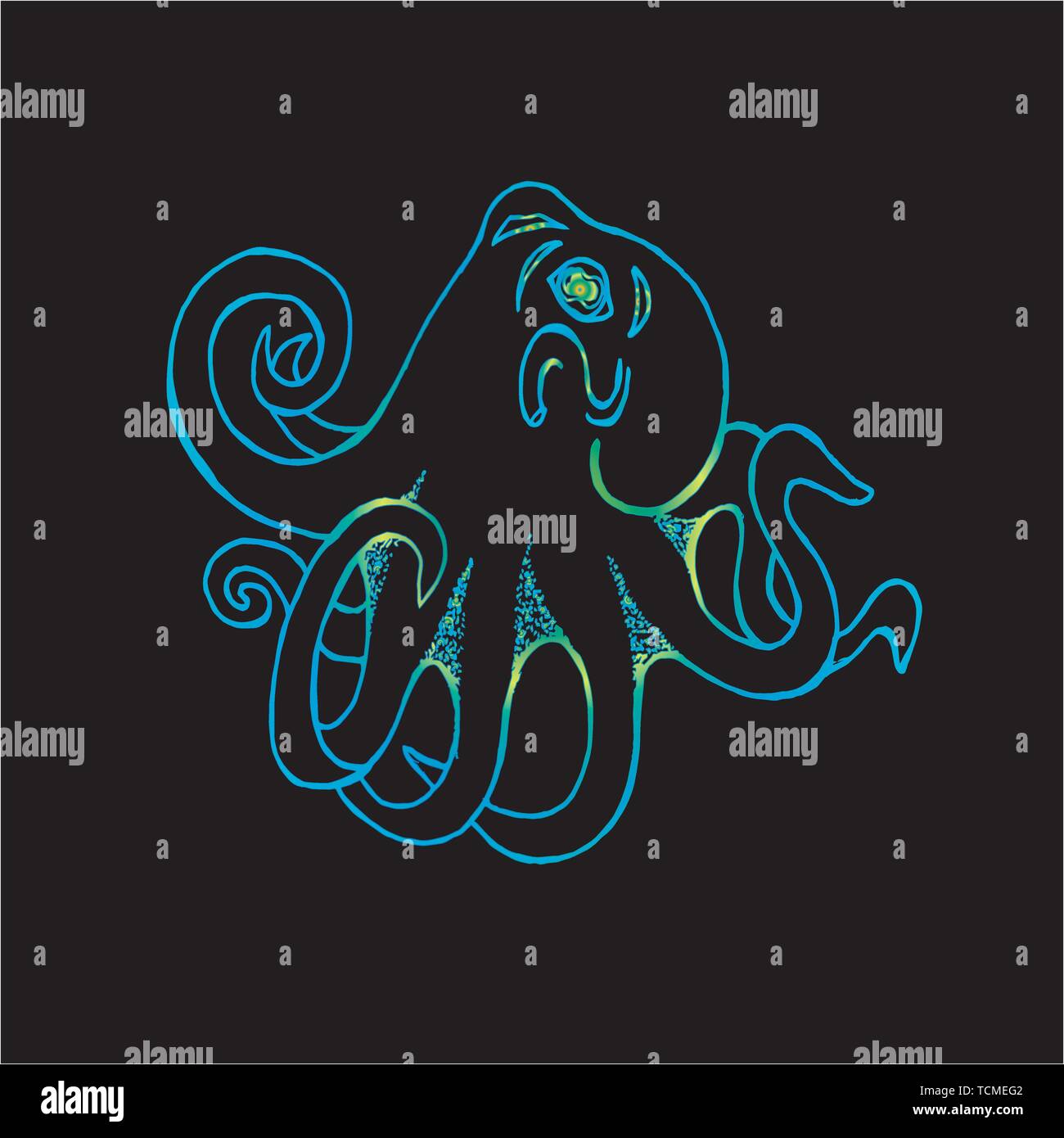 Octopus Color Gradient Gradient illustration of an octopus. Tattoo idea Stock Vector Image ...