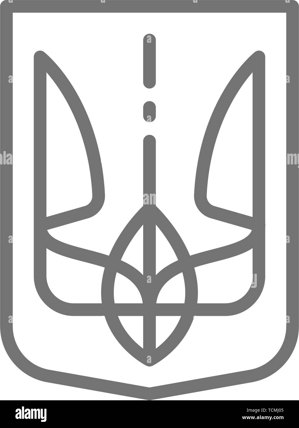 Emblem of Ukraine, Trident, coat of arms line icon. Stock Vector
