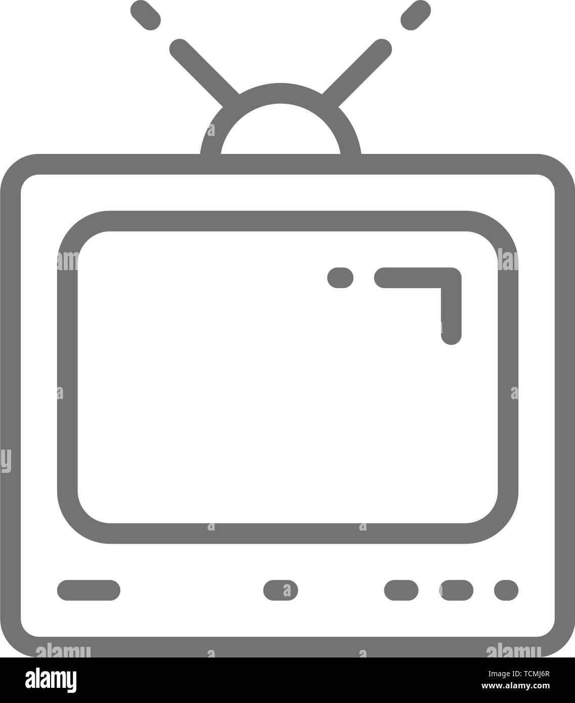 Old tv set, vintage television with antenna line icon Stock Vector ...