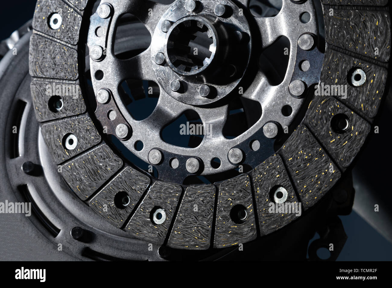 car part closeup clutch disc, luxury car parts Stock Photo Alamy