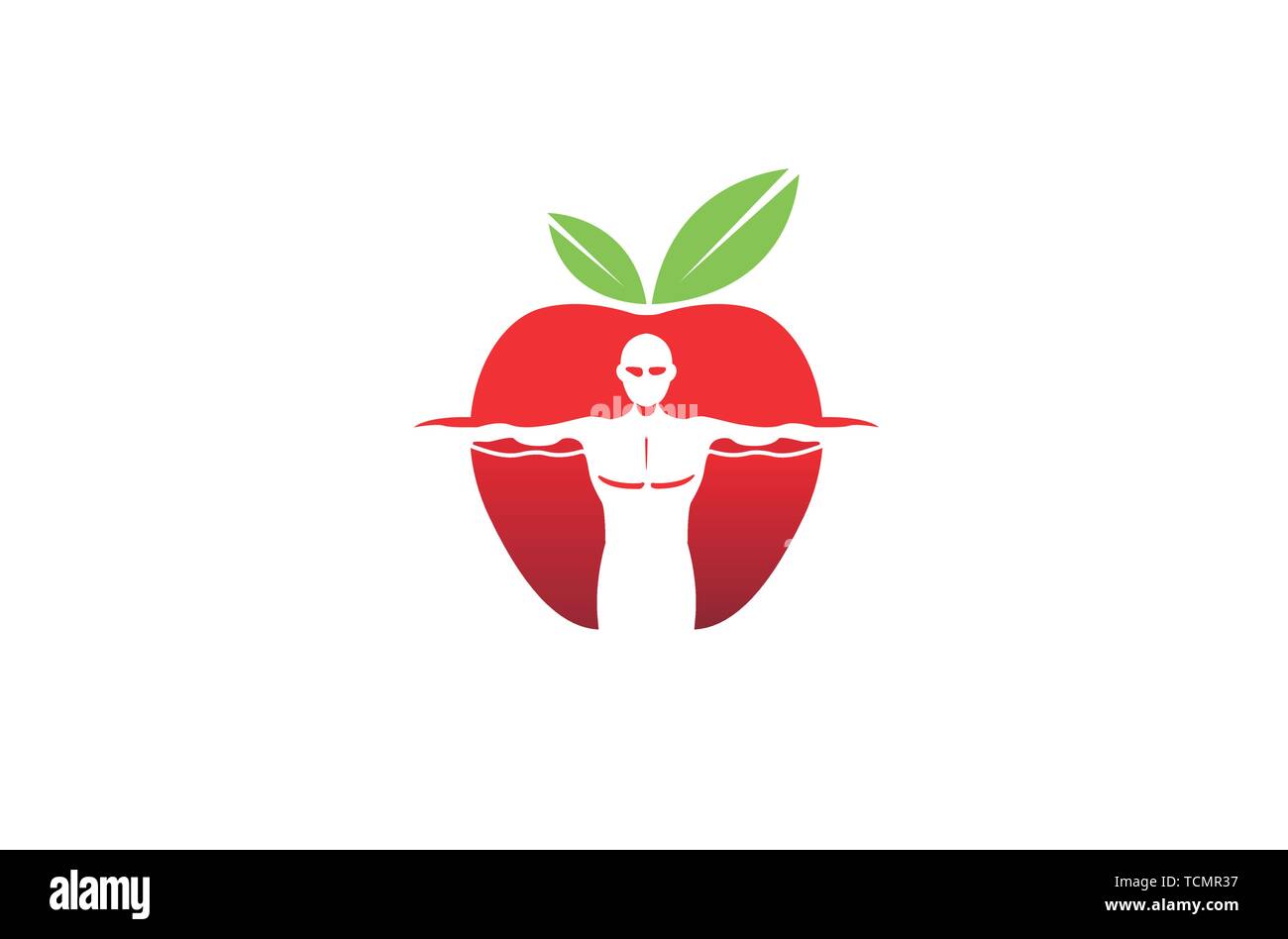 Bodybuilder Apple Logo Vector Symbol Design Illustration Stock Vector