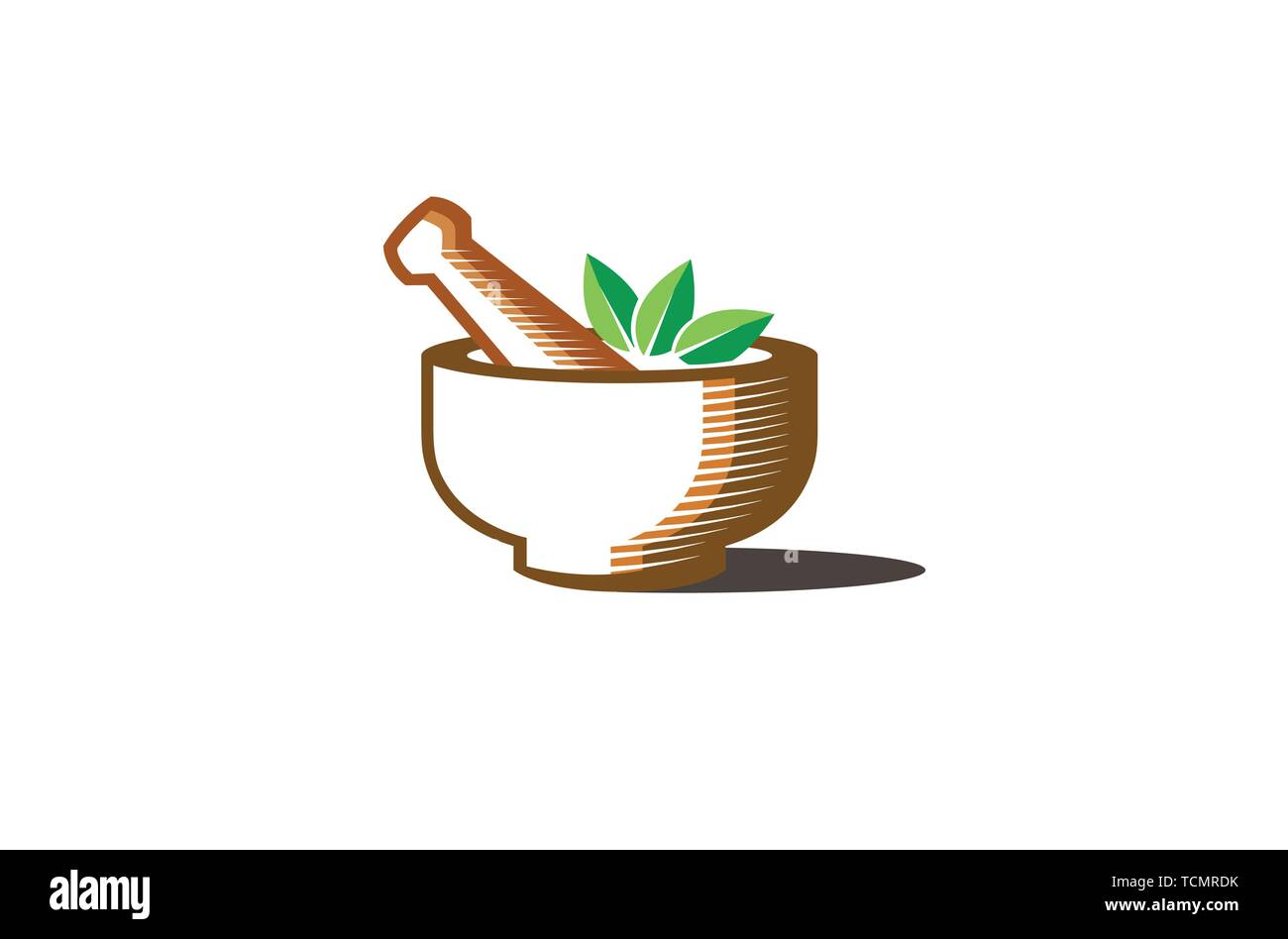 Creative Green Herbal Pharmacy Mortar Logo Vector Symbol Design Stock