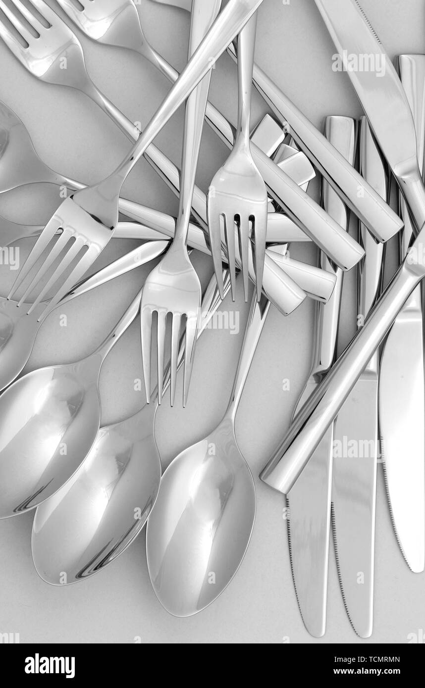 Spoons spoon knife fork Black and White Stock Photos & Images Alamy