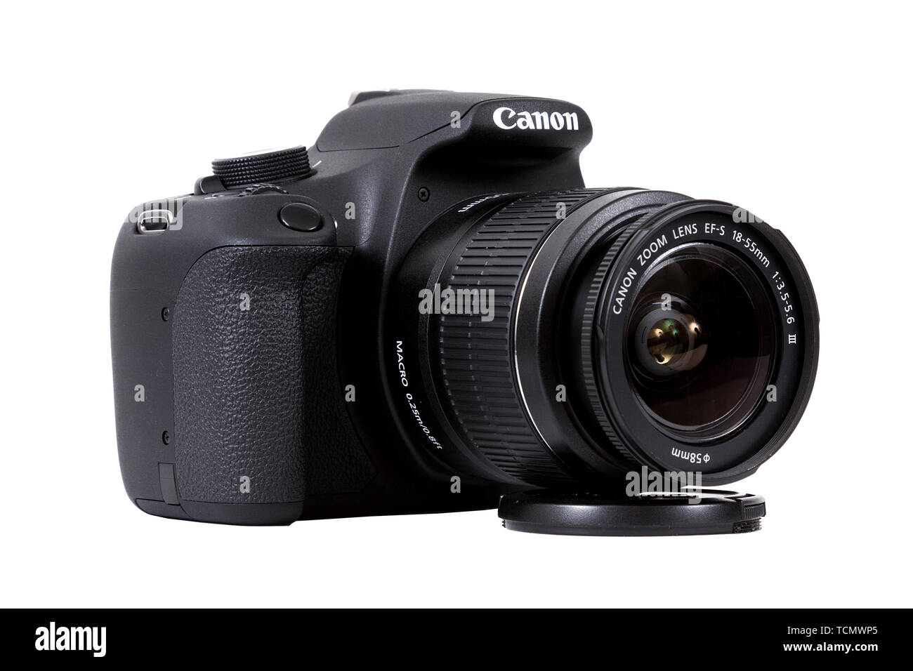 KIEV, UKRAINE, APRIL 25, 2016: Canon EOS 1200D Kit 18-135 IS DSLR black.  Canon is the world largest SLR camera manufacturer Stock Photo - Alamy