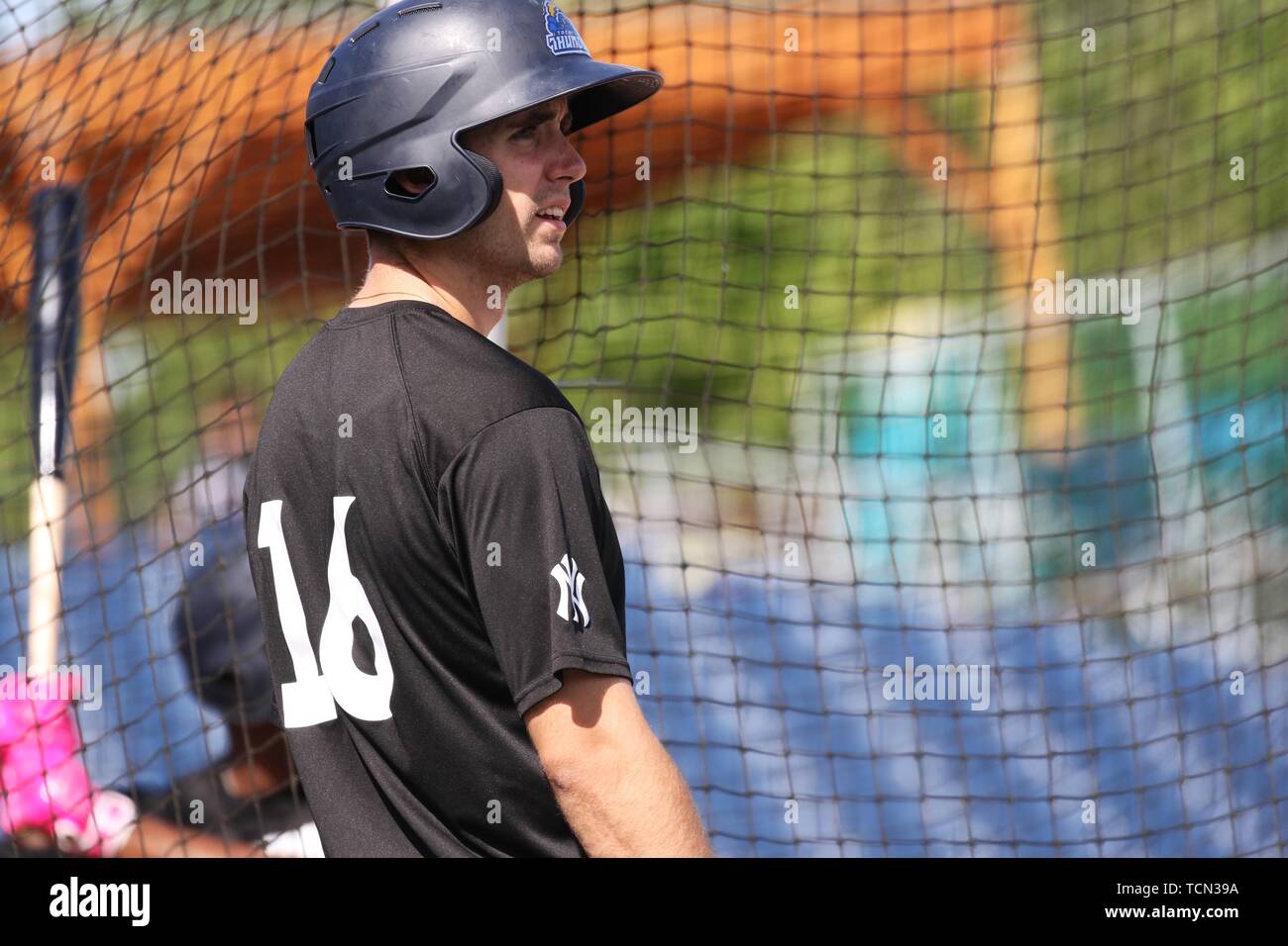 Trenton, New Jersey, USA. 8th June, 2019. BEN RUTA of the Trenton Thunder  at batting practice before a game vs. the Erie SeaWolves at ARM & HAMMER  Park. The Thunder are called