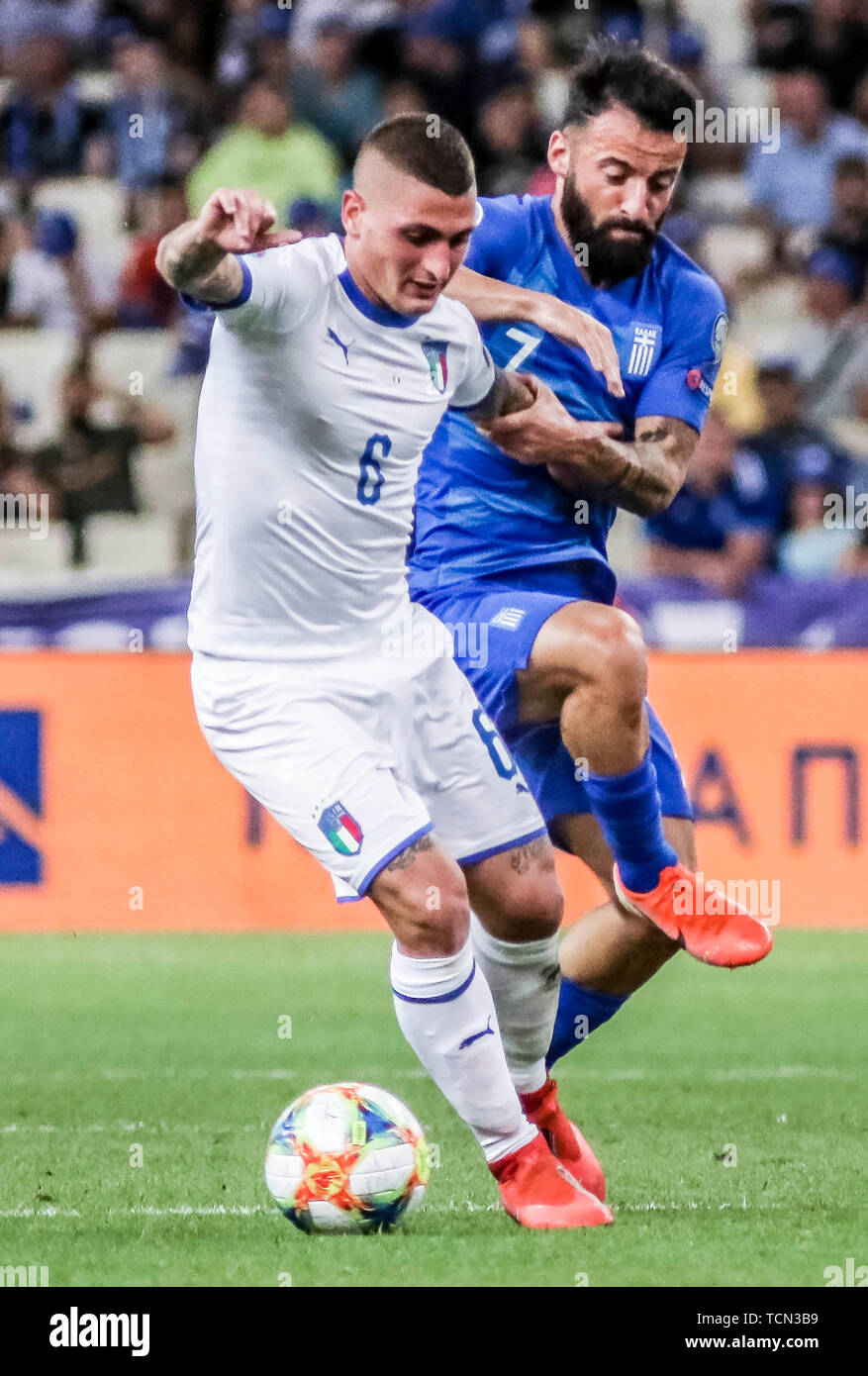 Athens Greece 8th June 19 Italy S Marco Verratti Competes During The Uefa Euro Group J Qualifier Soccer Match In Athens Greece June 8 19 Credit Panagiotis Moschandreou Xinhua Alamy Live News Stock Photo Alamy