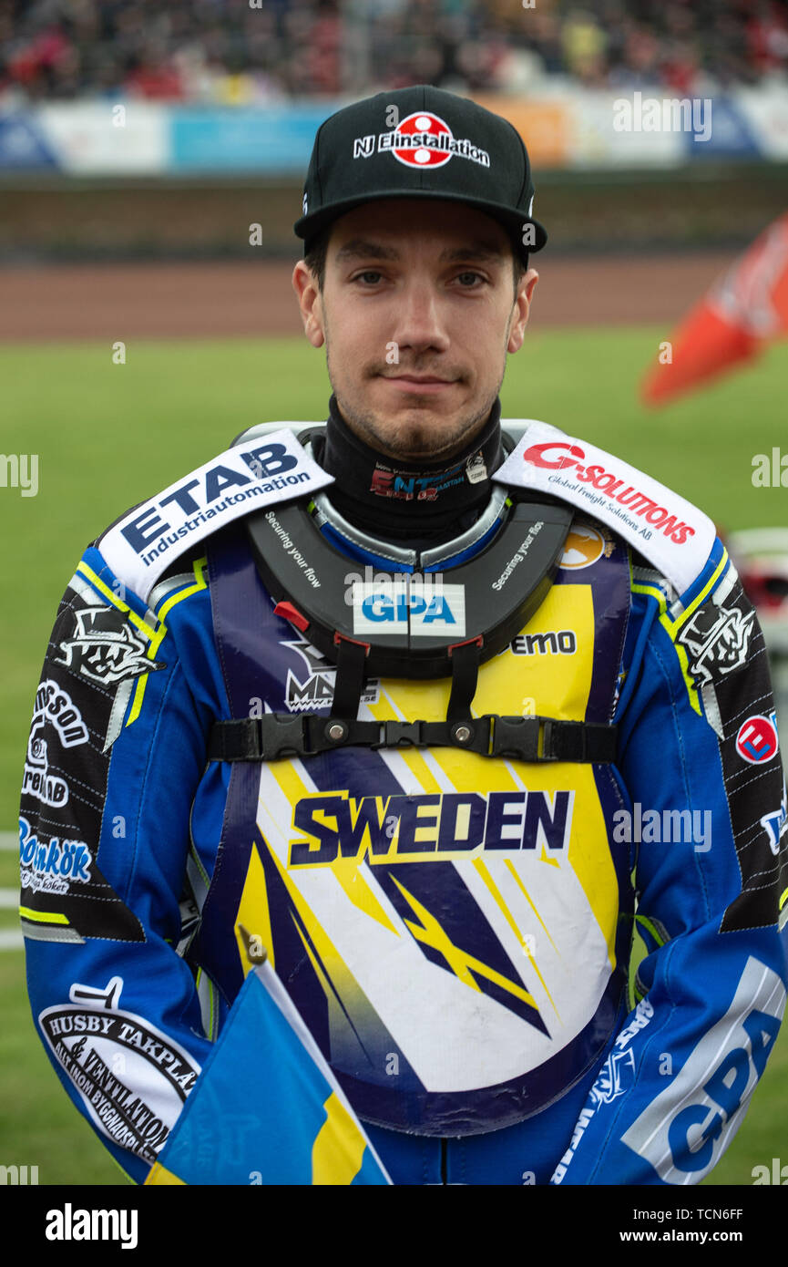 Glasgow, Scotland, UK. 08th June, 2019.  Pontus Aspgren - Sweden during the FIM Speedway Grand Prix World Championship - Qualifying Round 1 at the Peugeot Ashfield Stadium, Glasgow on Saturday 8th June 2019. (Credit: Ian Charles | MI News) Credit: MI News & Sport /Alamy Live News Stock Photo