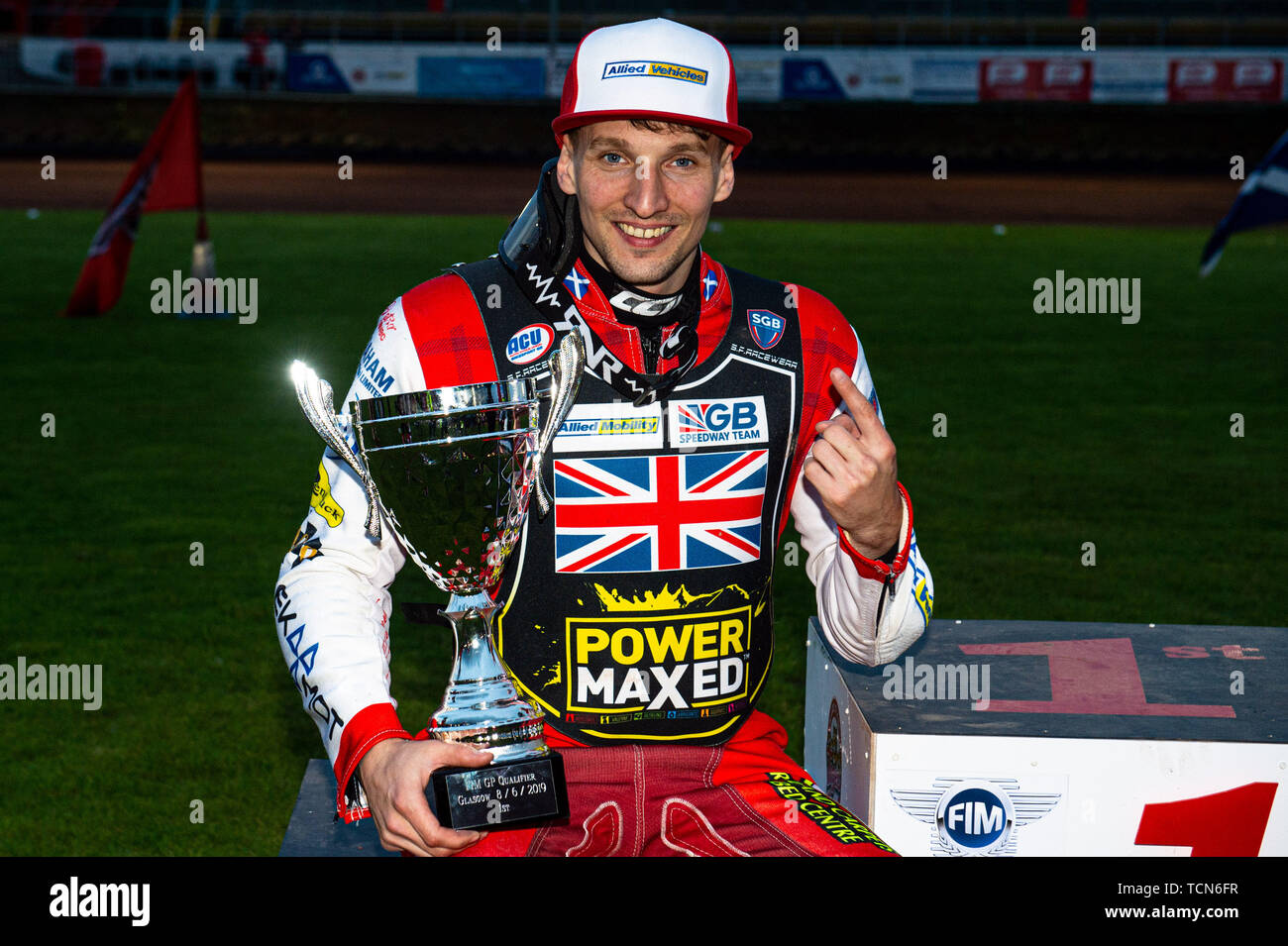 Glasgow, Scotland, UK. 08th June, 2019.  Craig Cook - Meeting winner during the FIM Speedway Grand Prix World Championship - Qualifying Round 1 at the Peugeot Ashfield Stadium, Glasgow on Saturday 8th June 2019. (Credit: Ian Charles | MI News) Credit: MI News & Sport /Alamy Live News Stock Photo