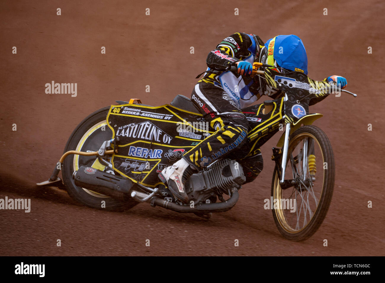 Glasgow, Scotland, UK. 08th June, 2019.  Tero Aarnio (Finland) in action during the FIM Speedway Grand Prix World Championship - Qualifying Round 1 at the Peugeot Ashfield Stadium, Glasgow on Saturday 8th June 2019. (Credit: Ian Charles | MI News) Credit: MI News & Sport /Alamy Live News Stock Photo