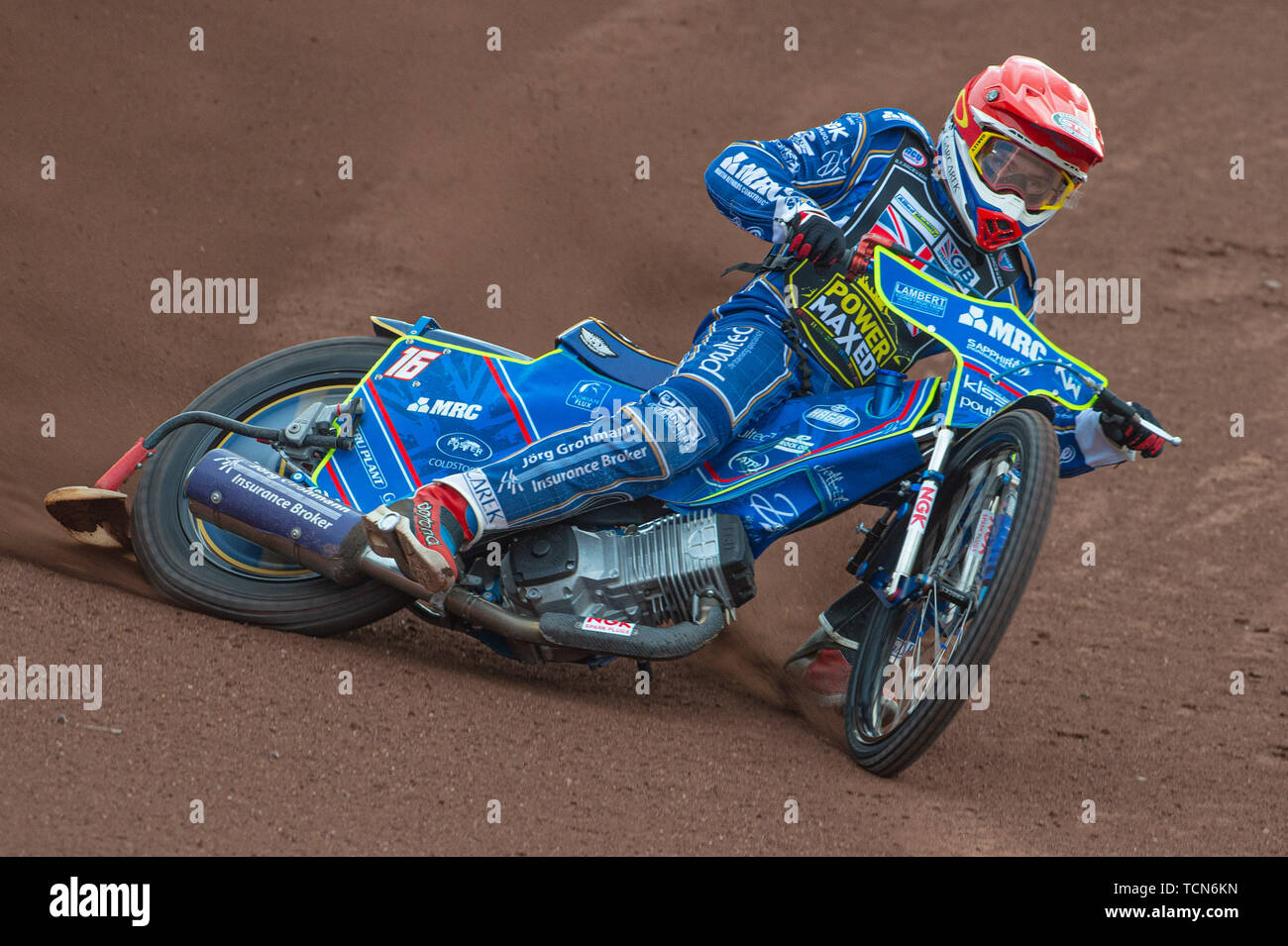 Glasgow, Scotland, UK. 08th June, 2019.  Robert Lambert (Great Britain) in action during the FIM Speedway Grand Prix World Championship - Qualifying Round 1 at the Peugeot Ashfield Stadium, Glasgow on Saturday 8th June 2019. (Credit: Ian Charles | MI News) Credit: MI News & Sport /Alamy Live News Stock Photo