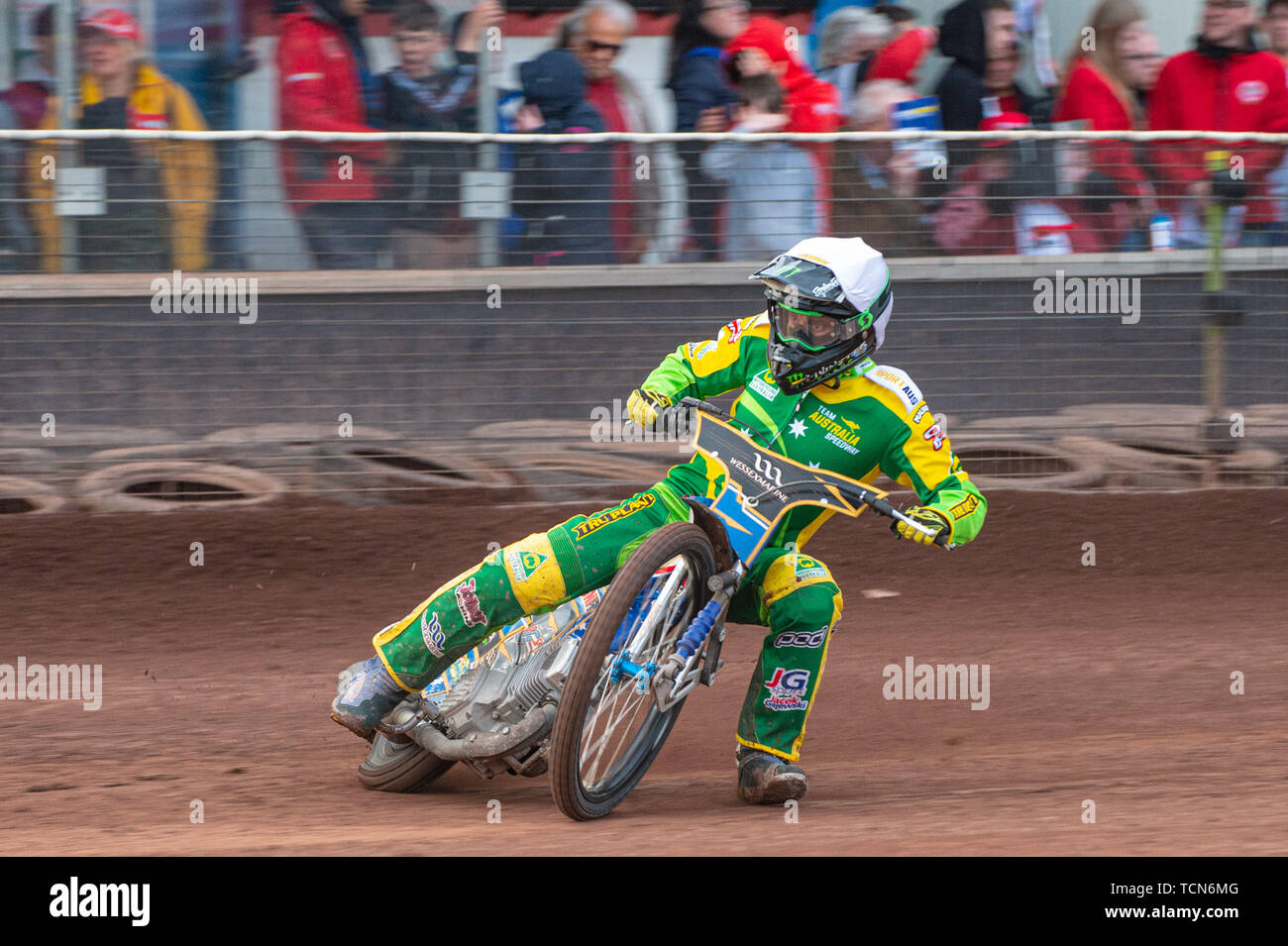 Glasgow, Scotland, UK. 08th June, 2019.  Chris Holder (Australia) in action during the FIM Speedway Grand Prix World Championship - Qualifying Round 1 at the Peugeot Ashfield Stadium, Glasgow on Saturday 8th June 2019. (Credit: Ian Charles | MI News) Credit: MI News & Sport /Alamy Live News Stock Photo