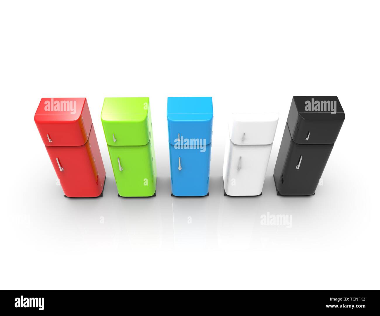 3d rendering of a refrigerator isolated on white studio background. Stock Photo