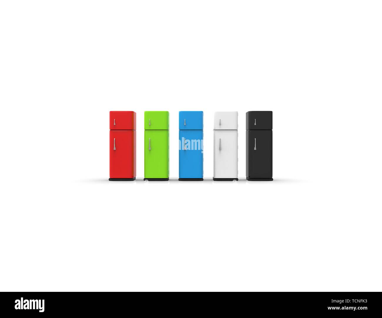 3d rendering of a refrigerator isolated on white studio background. Stock Photo