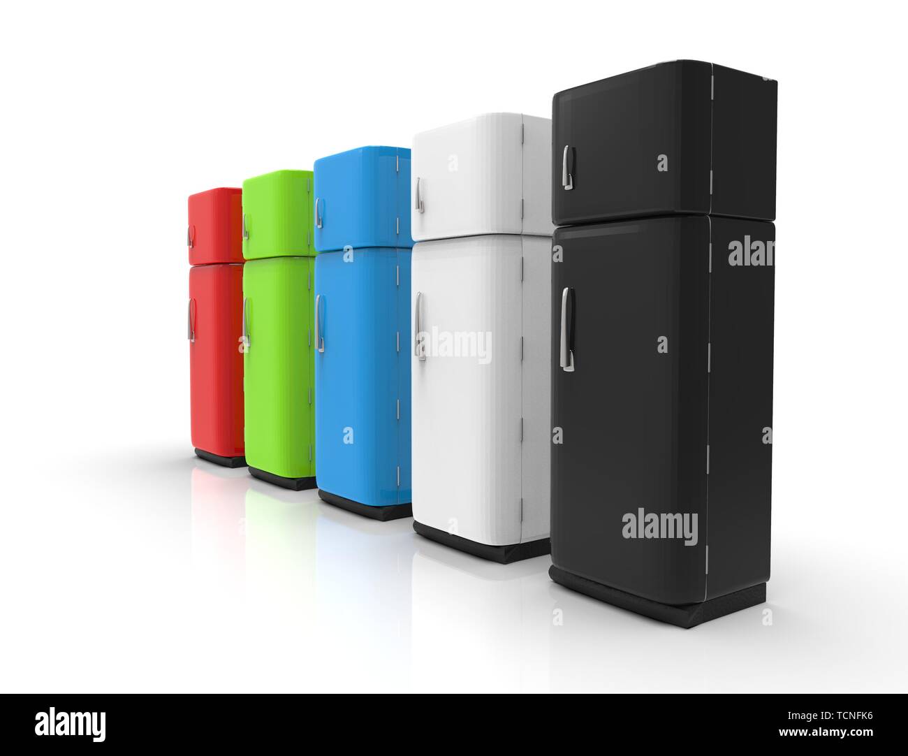 3d rendering of a refrigerator isolated on white studio background. Stock Photo
