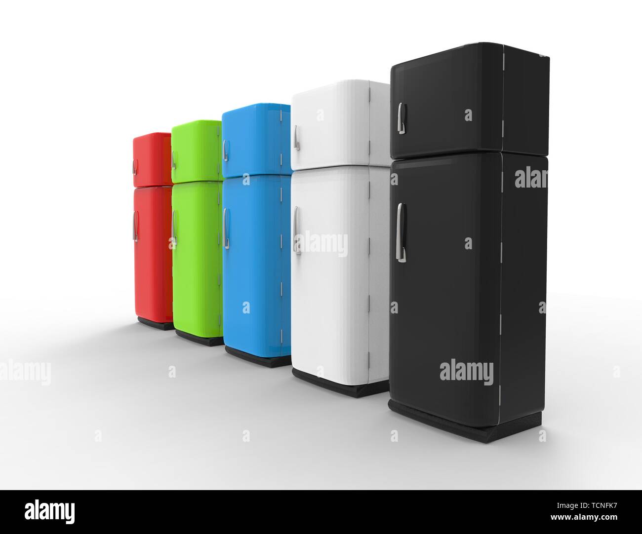 3d rendering of a refrigerator isolated on white studio background. Stock Photo